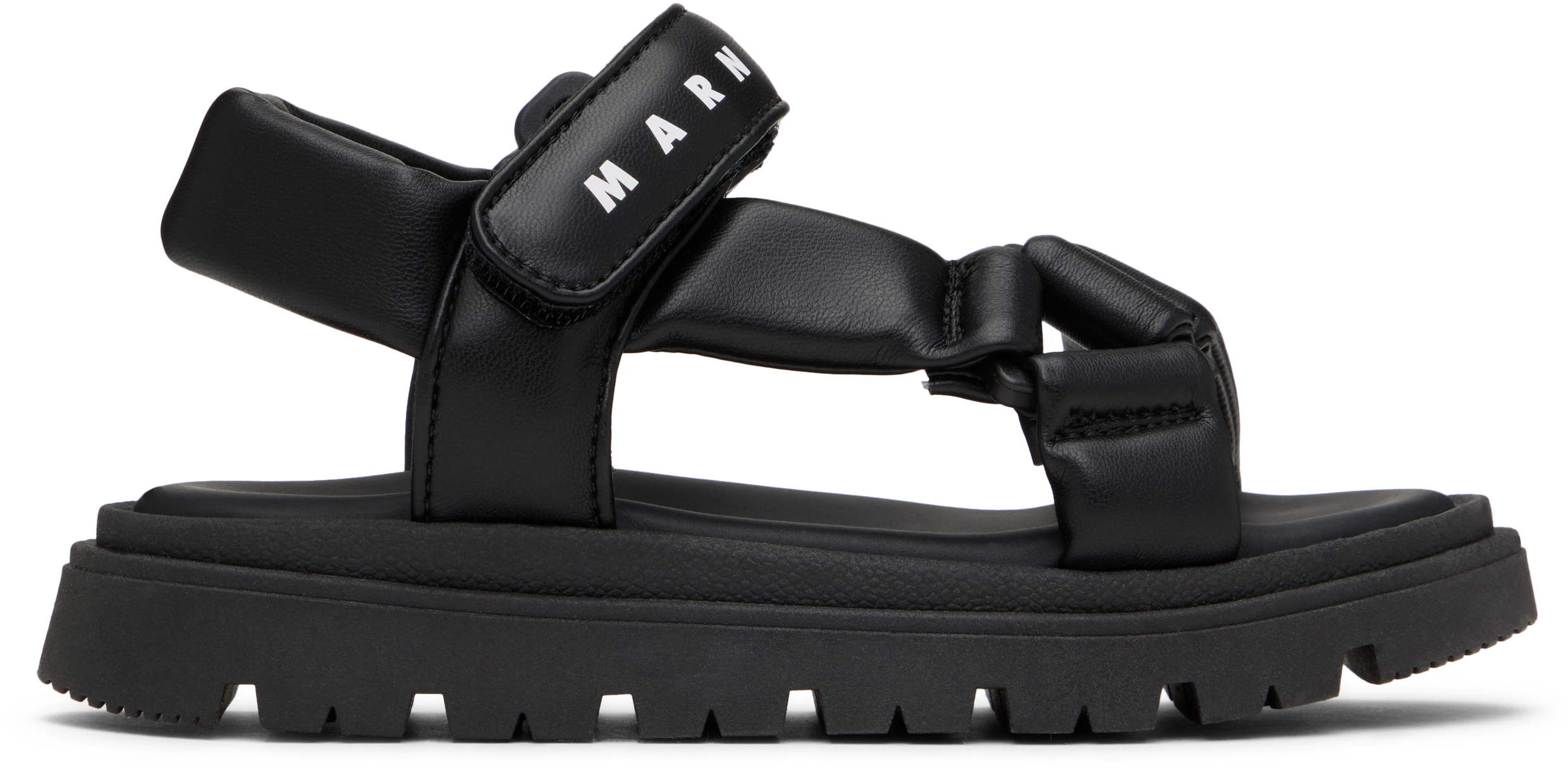 Marni Kids Black Padded Sandals In Black