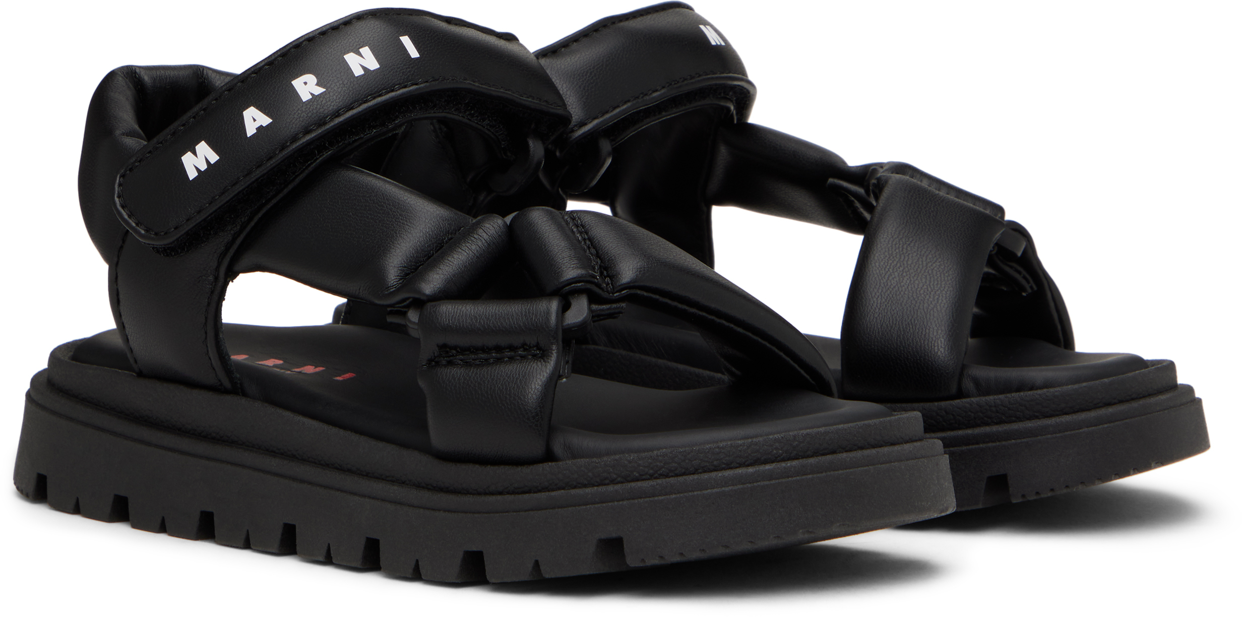 Marni Kids Black Padded Sandals In Black