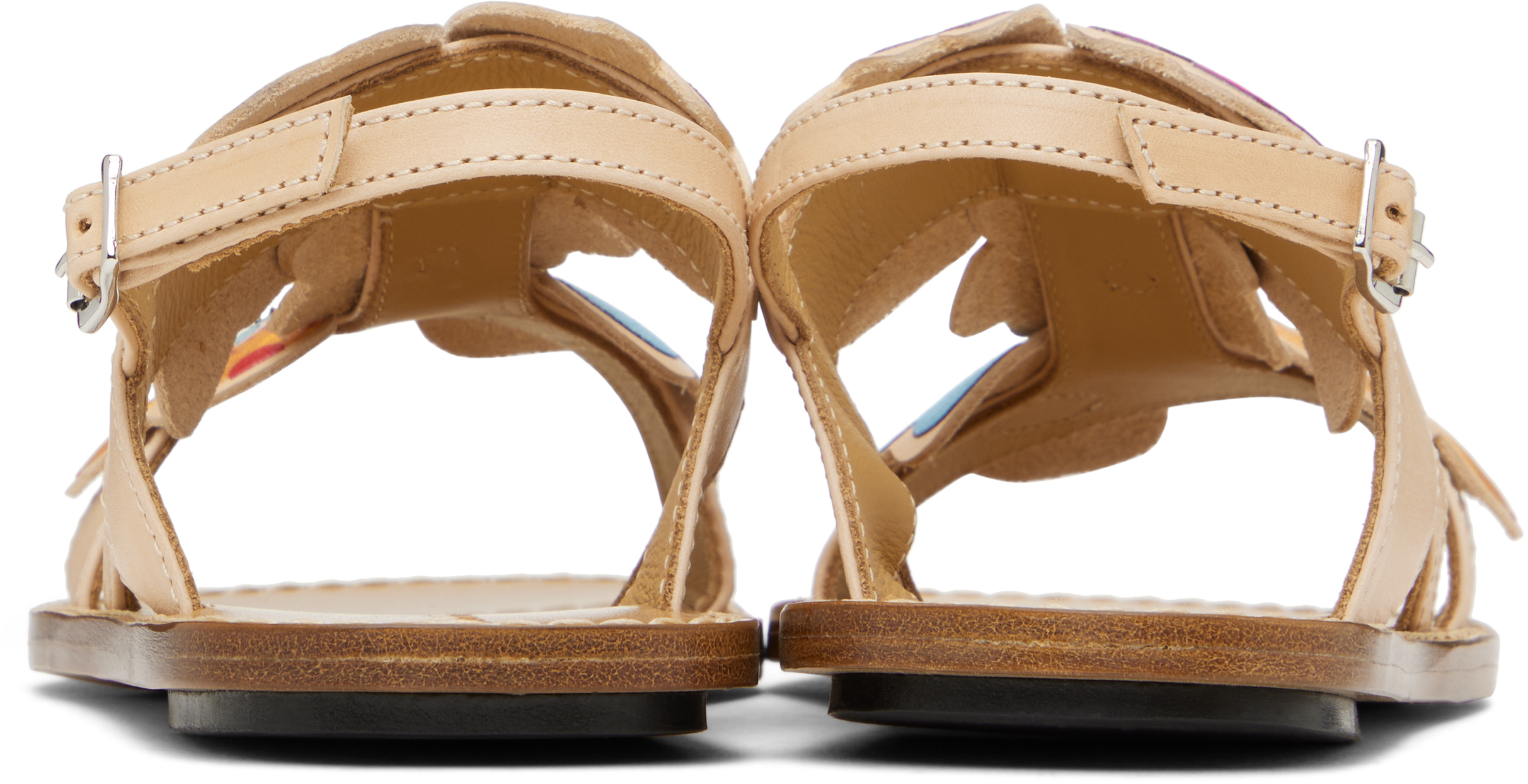 Marni Kids Pink & Brown Flower Sandals In Multi