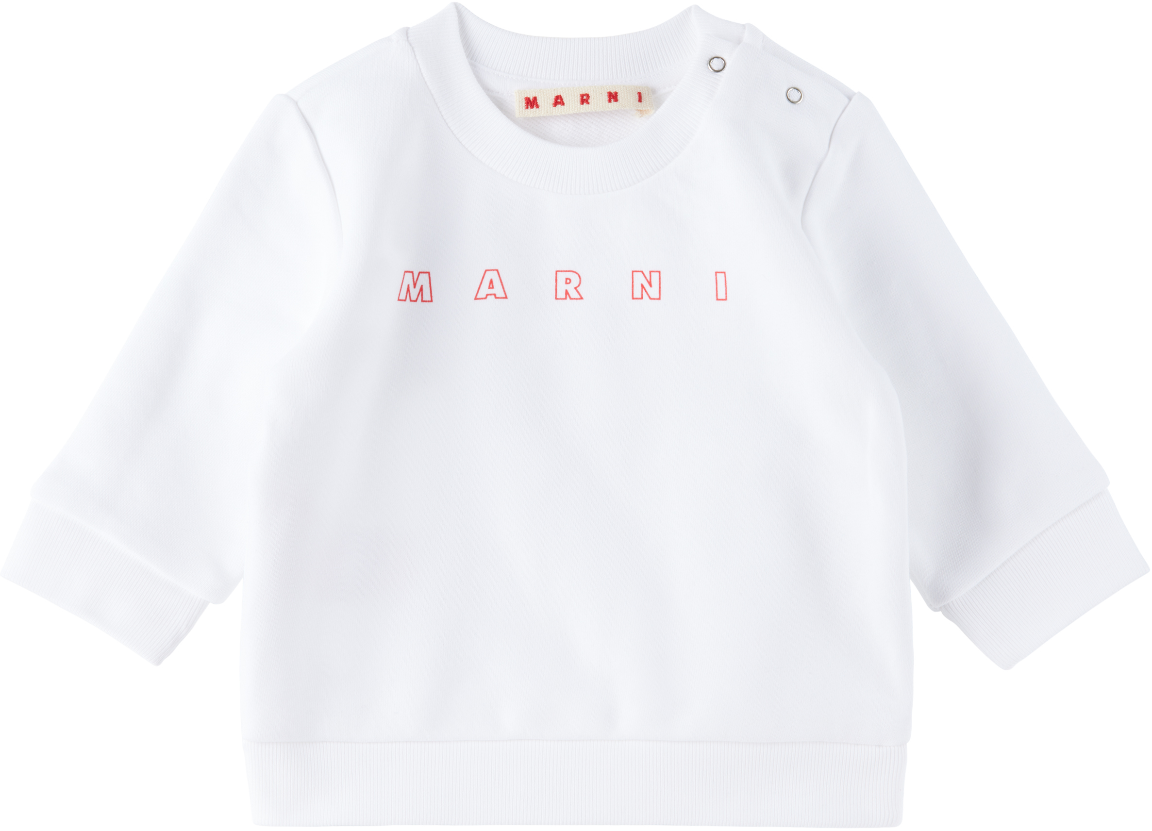 Marni White Sweatshirt For Babykids With Red Logo In 0m100