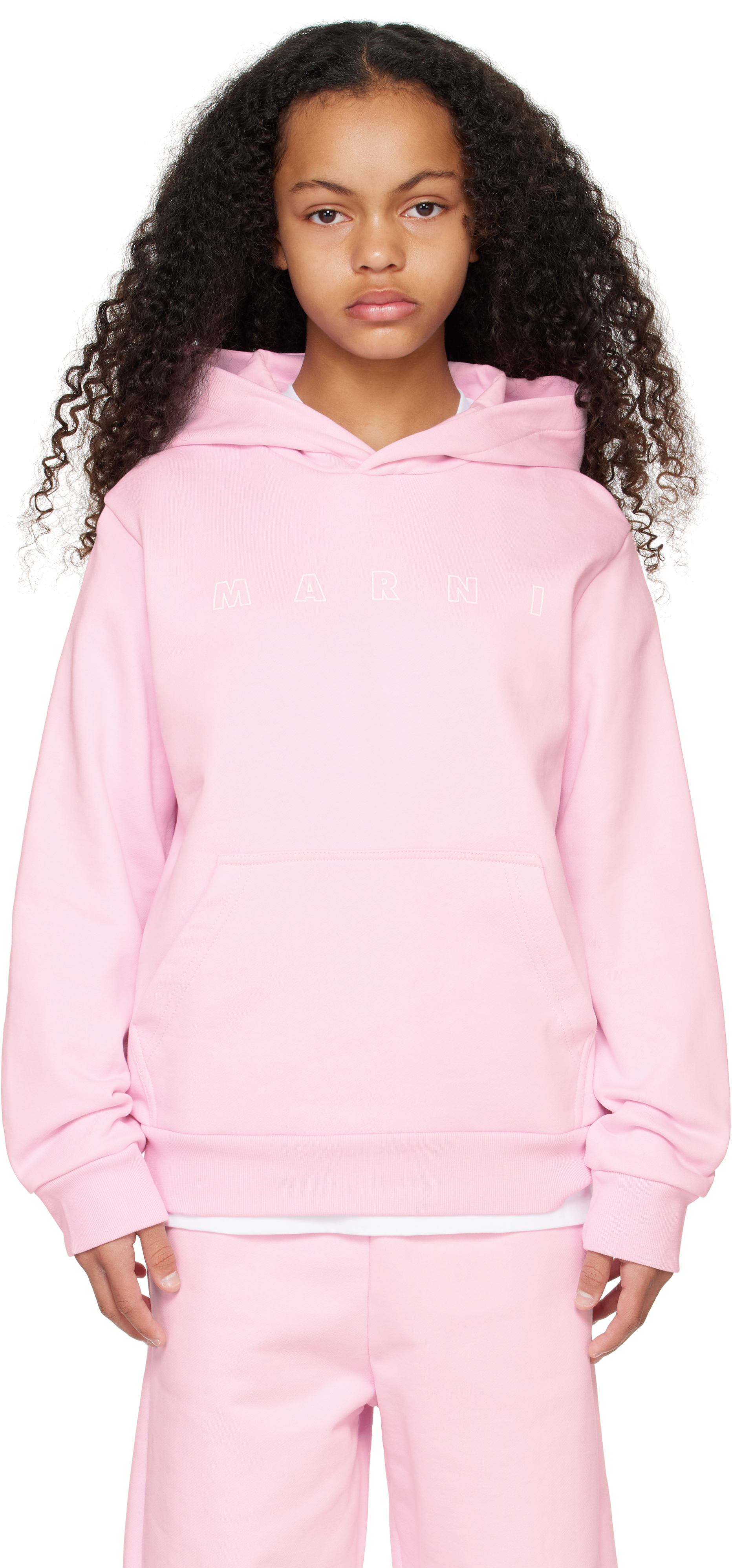 Marni Kids Pink Logo Hoodie In 0m347