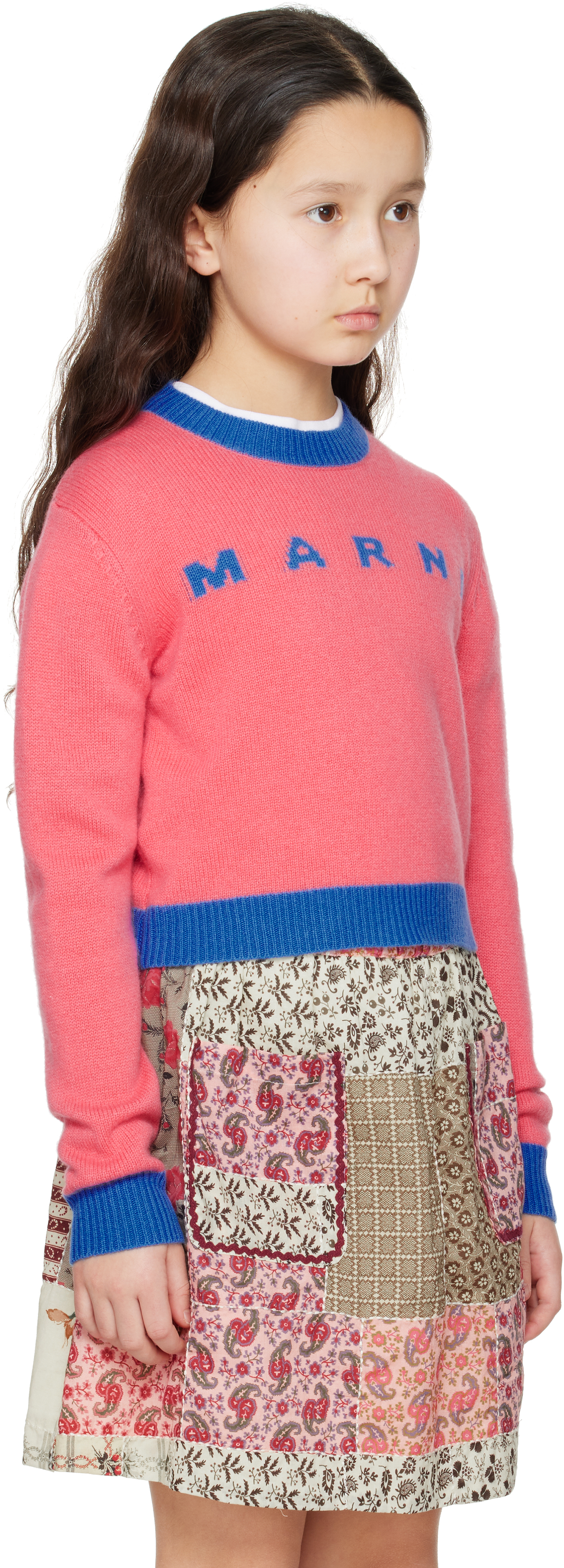 Marni Kids Orange Colorblock Wool & Cashmere Sweater In 0m346
