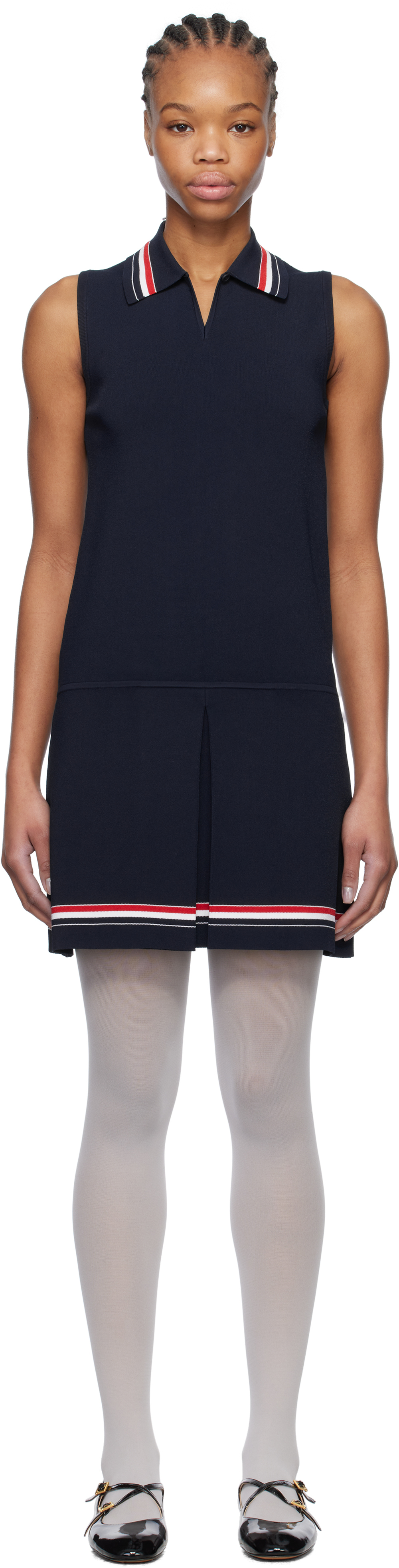 Navy Full Needle Tennis Polo Minidress