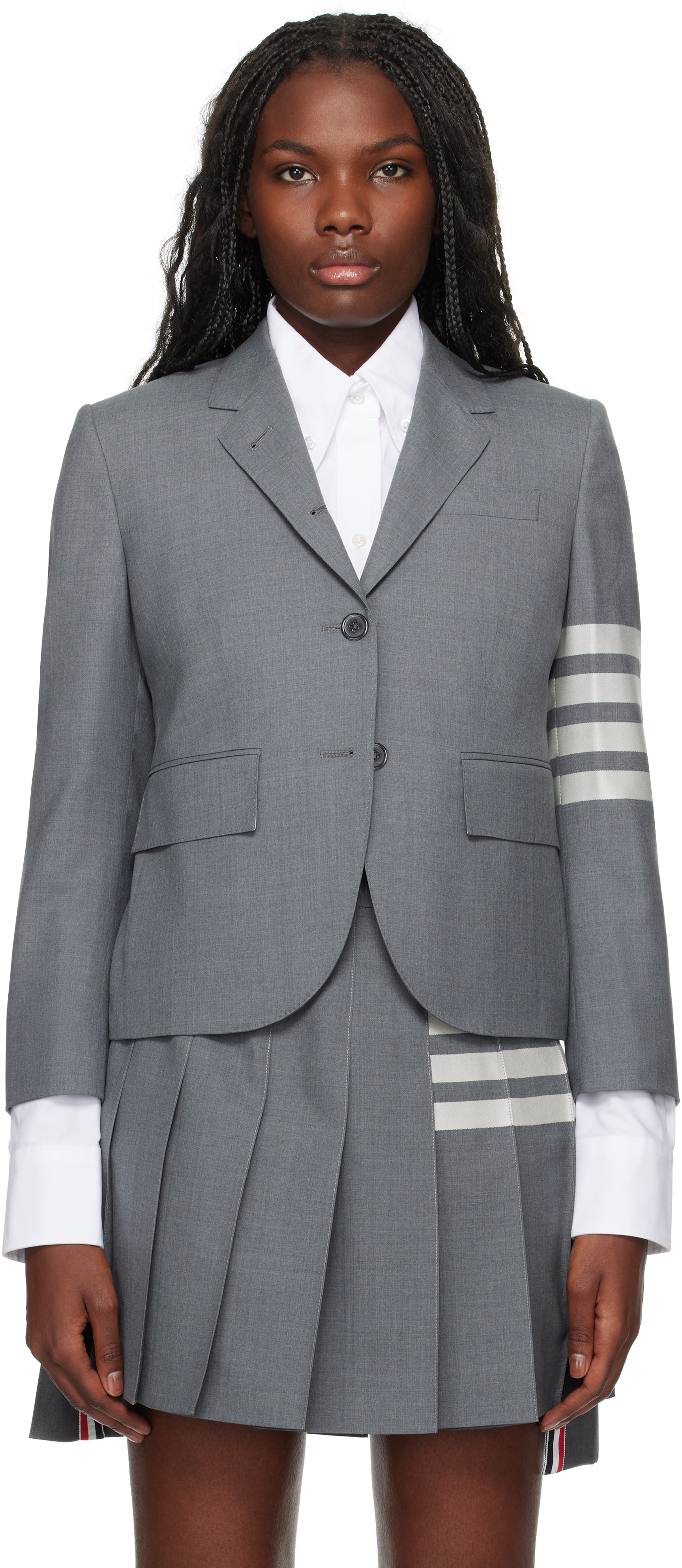 Thom Browne Gray High Armhole 4-bar Blazer In 035 Med Grey