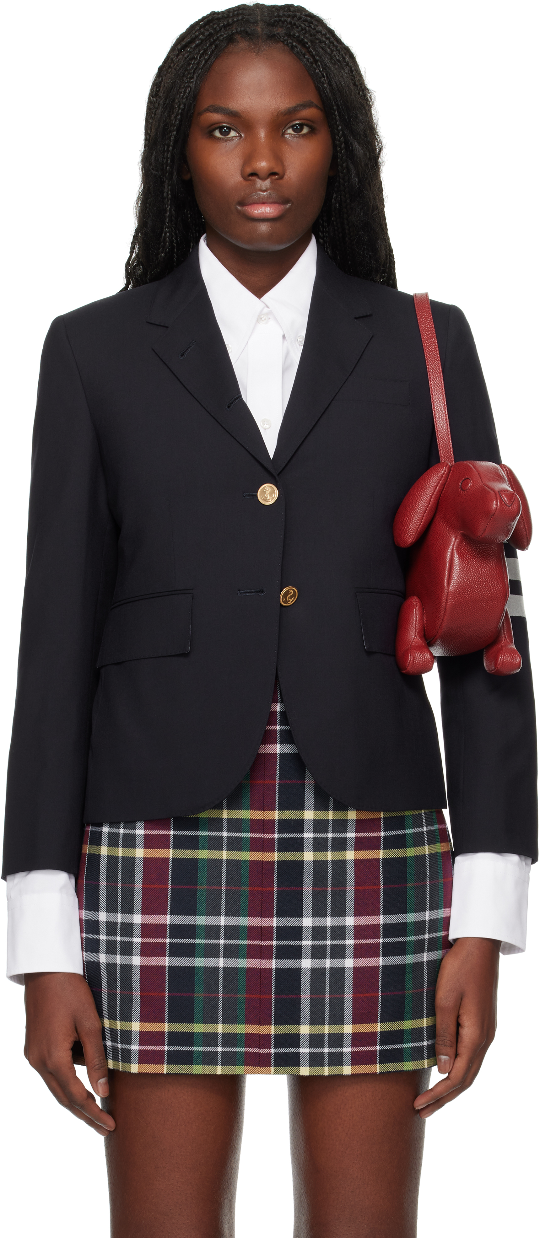 ジャケット THOM BROWNE HIGH ARMHOLE JACKET Zip Up Funnel Neck Jacket W/ Seamed In 4 Bar Stripe In