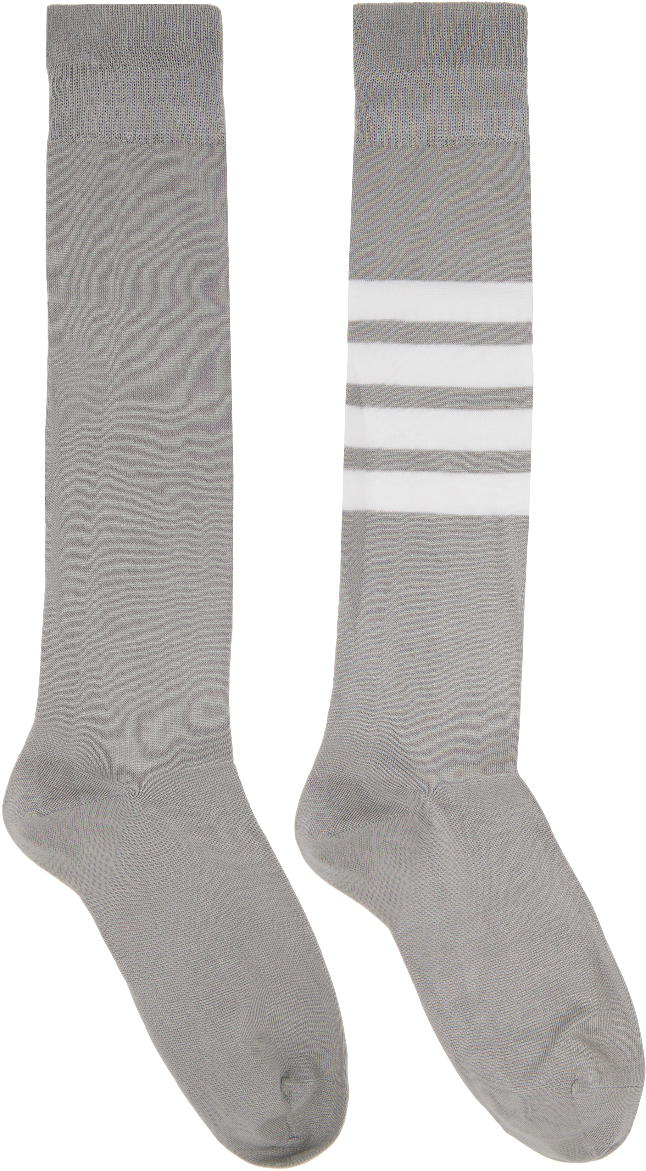 Thom Browne Gray 4-bar Over The Calf Socks In 055 Lt Grey