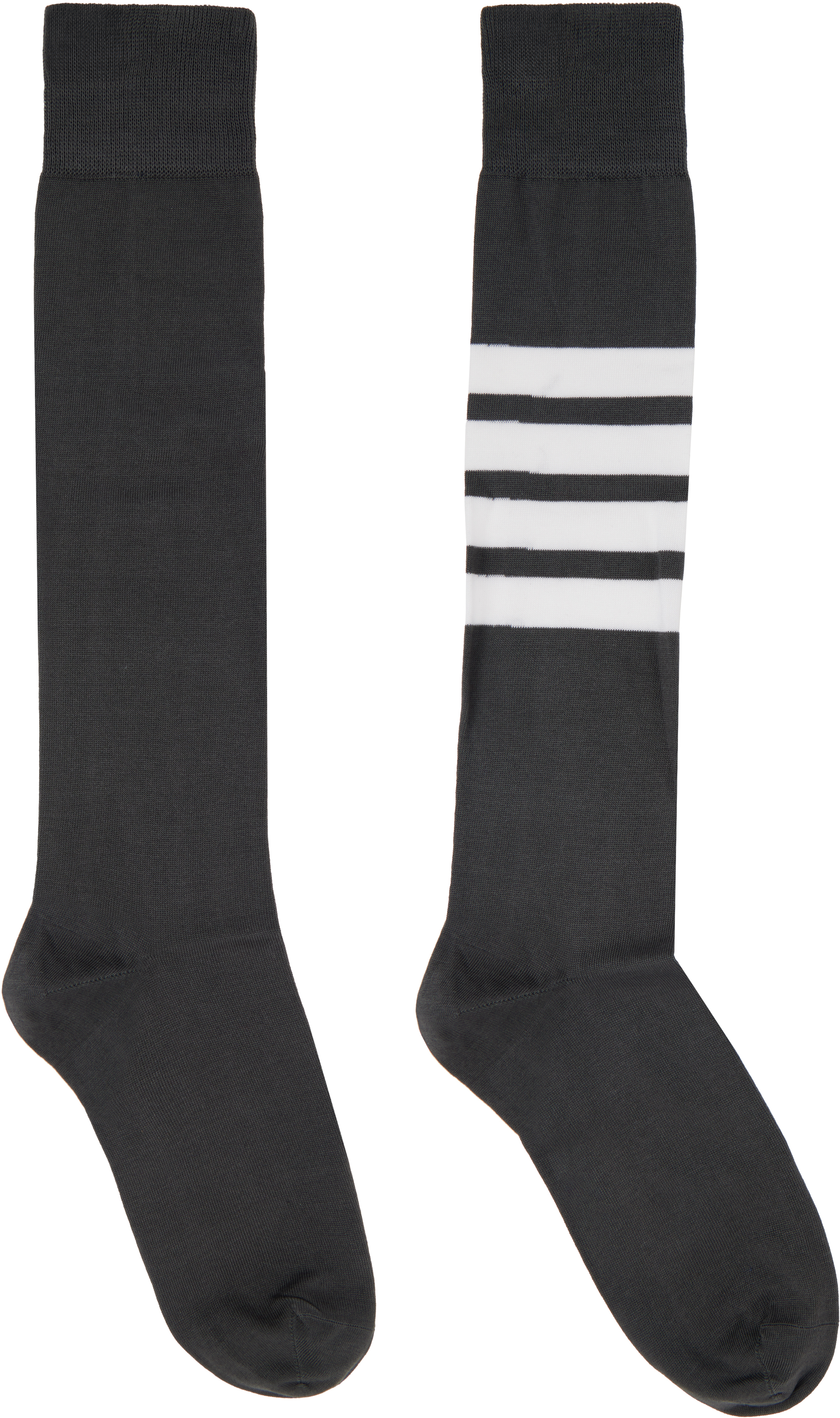 Thom Browne Gray 4-bar Over The Calf Socks In 025 Dark Grey