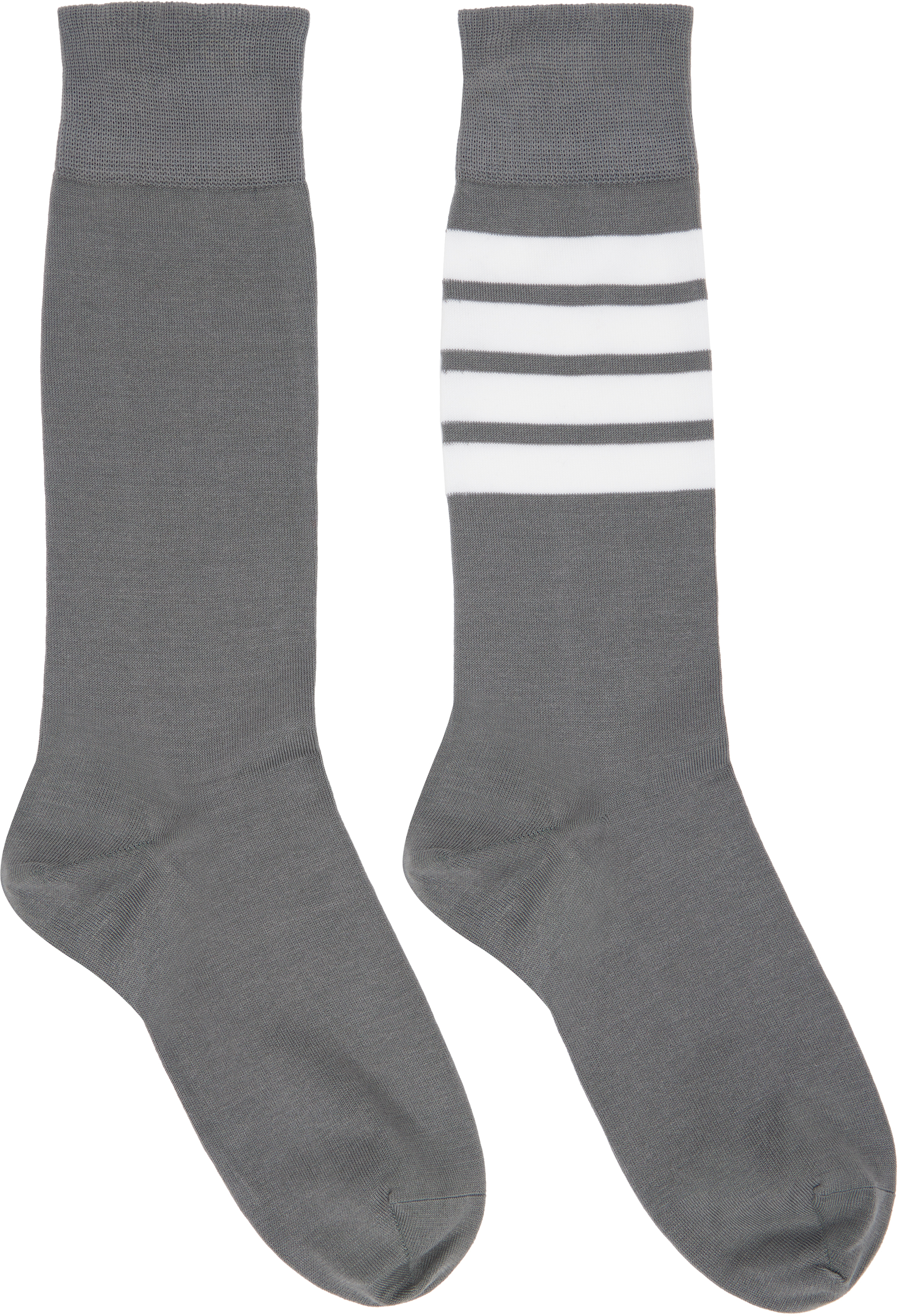 Shop Thom Browne Gray Lightweight Cotton 4-bar Socks In 035 Med Grey