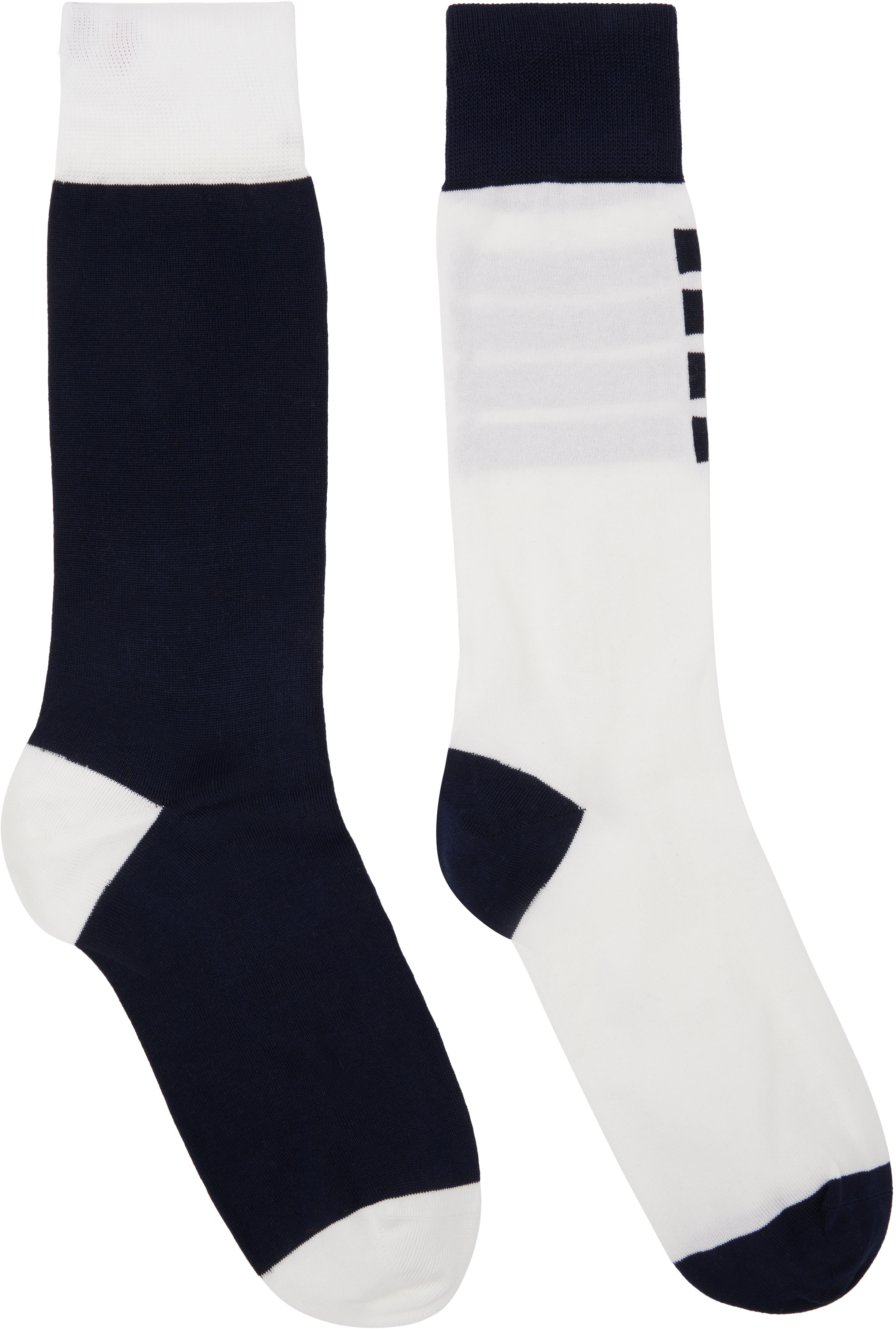 White 
Navy Funmix Classic 4-Bar Jersey Mid Calf Socks