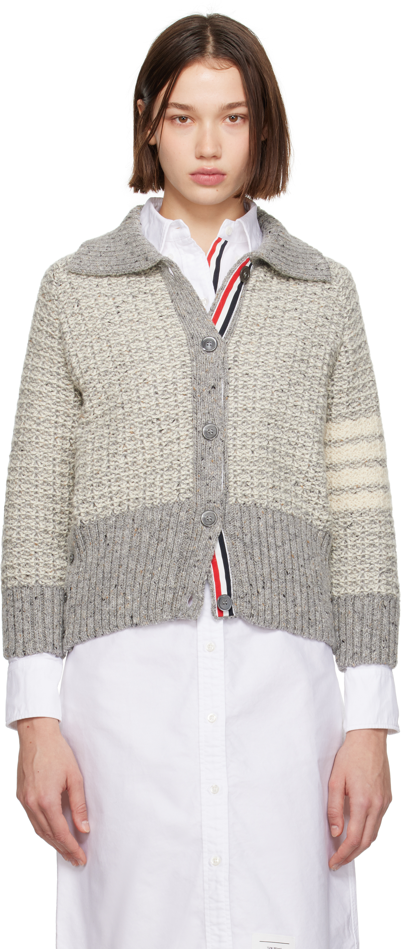 Navy Tuck Stitch 4-Bar Raglan Cardigan