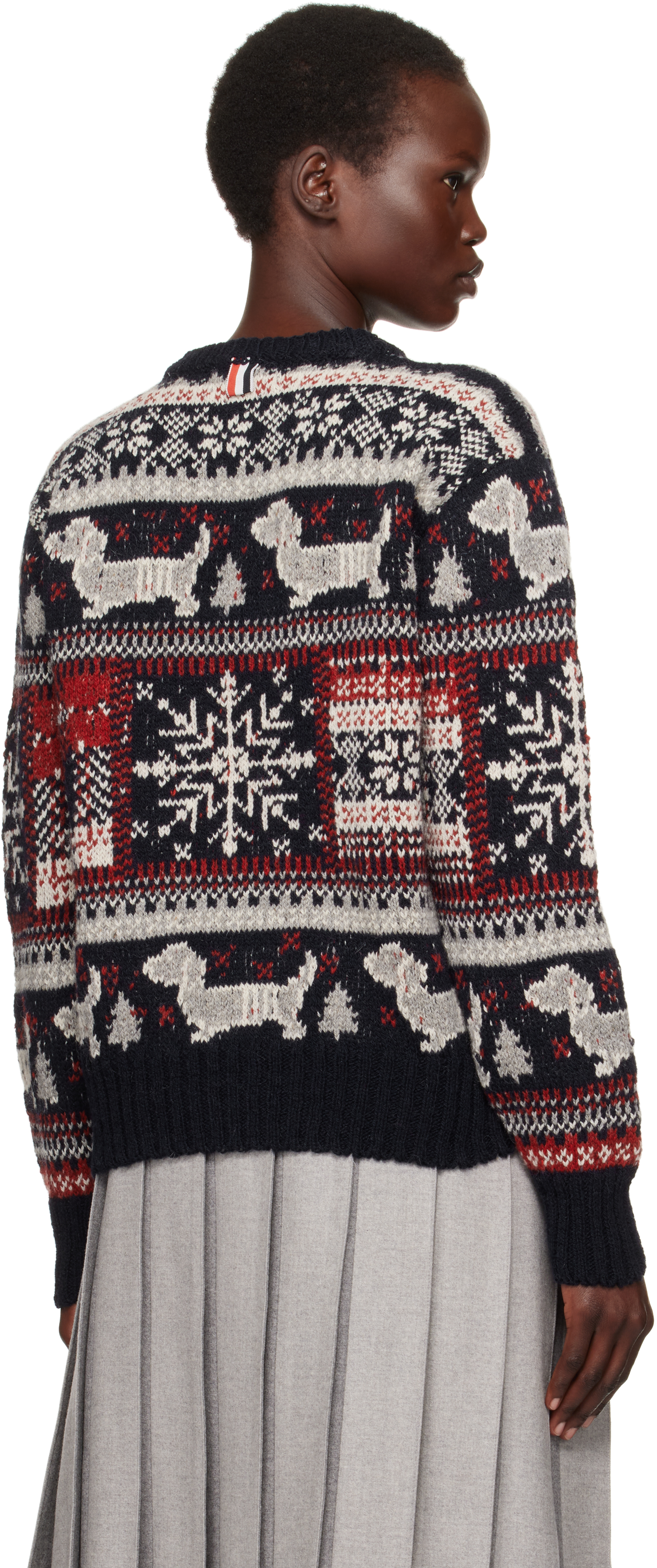 Thom Browne Multicolor Holiday Hector Mohair Crew Neck Sweater In 415 Navy