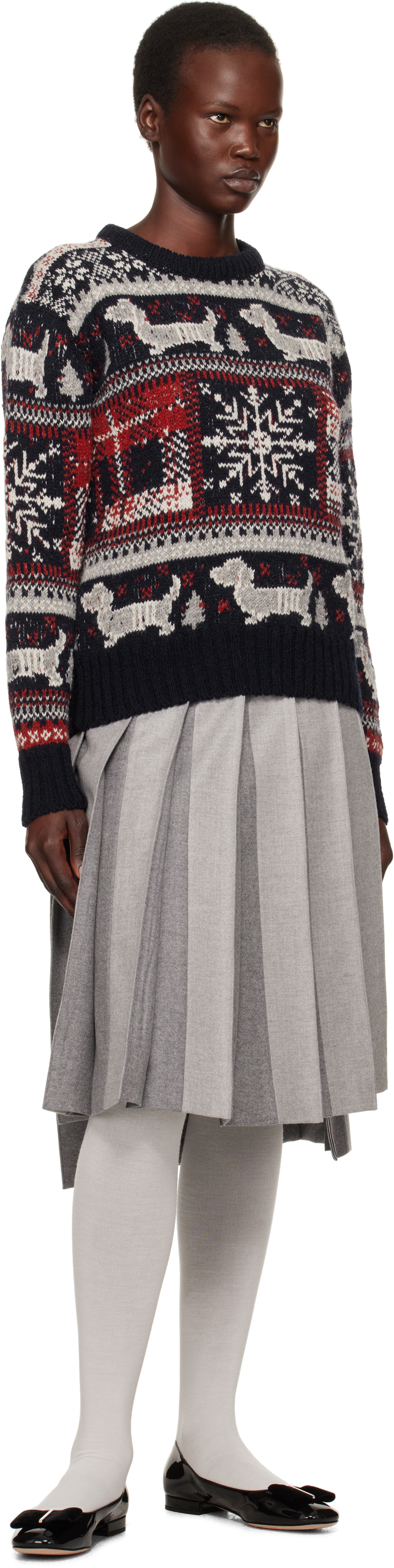 Thom Browne Multicolor Holiday Hector Mohair Crew Neck Sweater In 415 Navy