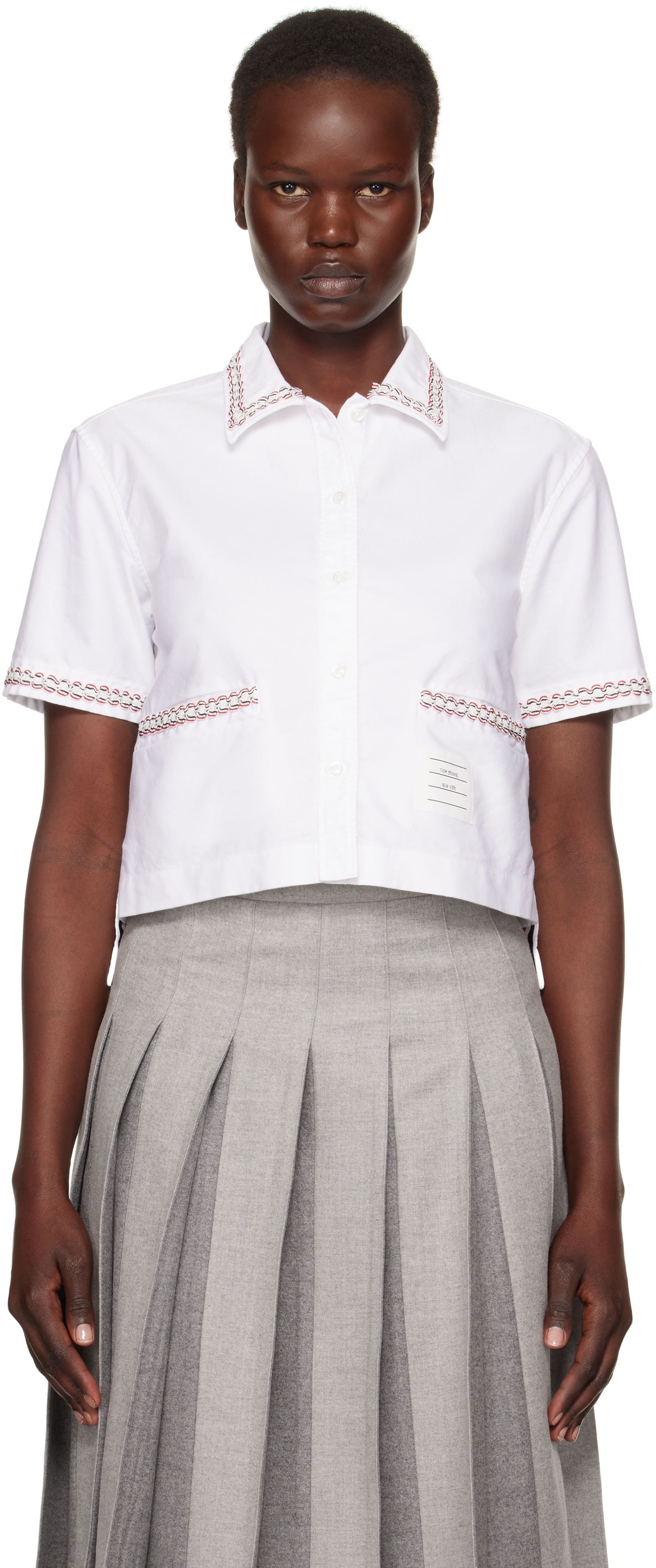 Thom Browne: White Drop Back Cropped Shirt | SSENSE