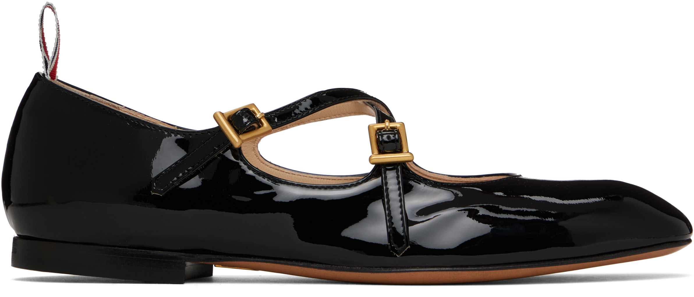 【関税込み】thom browne 'Thom John' ballet flats THOM BROWNE Thom John ruched satin ballet flats | THE OUTNET