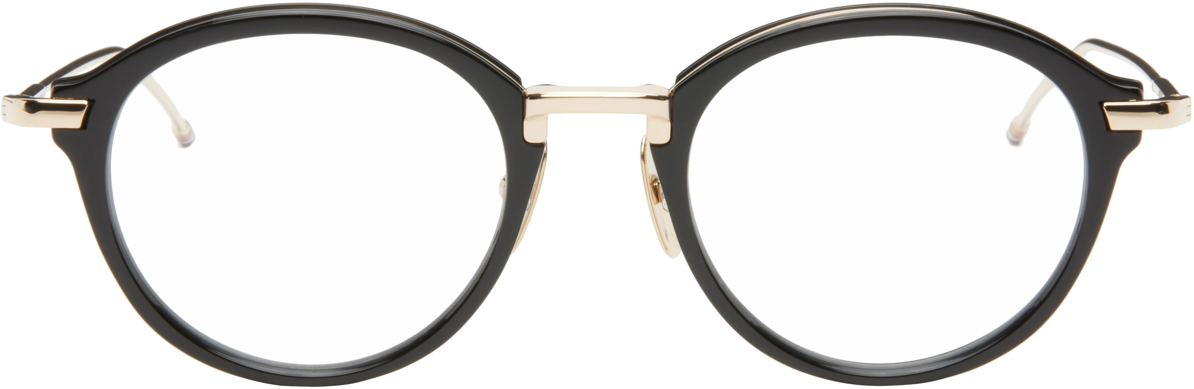 Black & Gold Acetate & Titanium Round Glasses