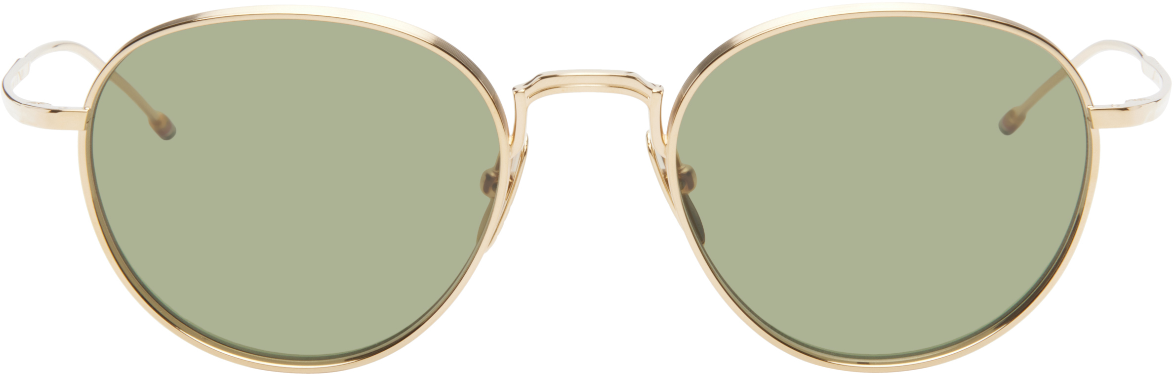 Gold Titanium Round Sunglasses