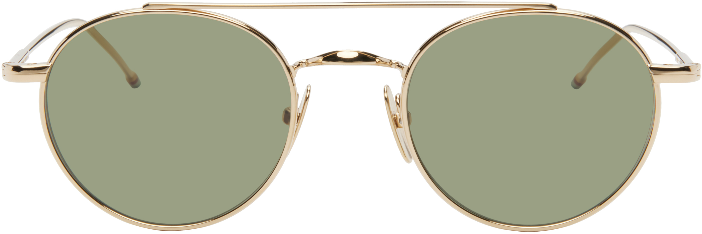 Gold Titanium Round Sunglasses