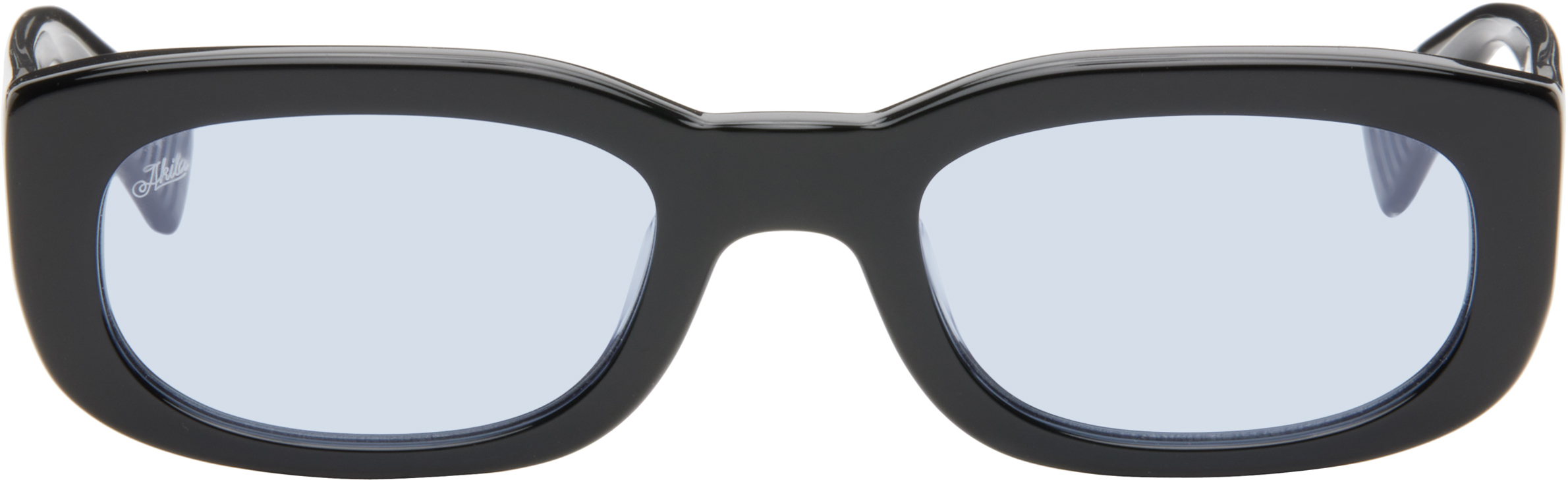 Shop Akila Black Solaris Sunglasses In Black / Sky Blue