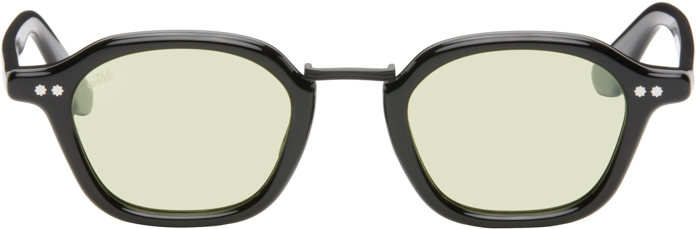 Shop Akila Black Iris Sunglasses In Black / Lt Green