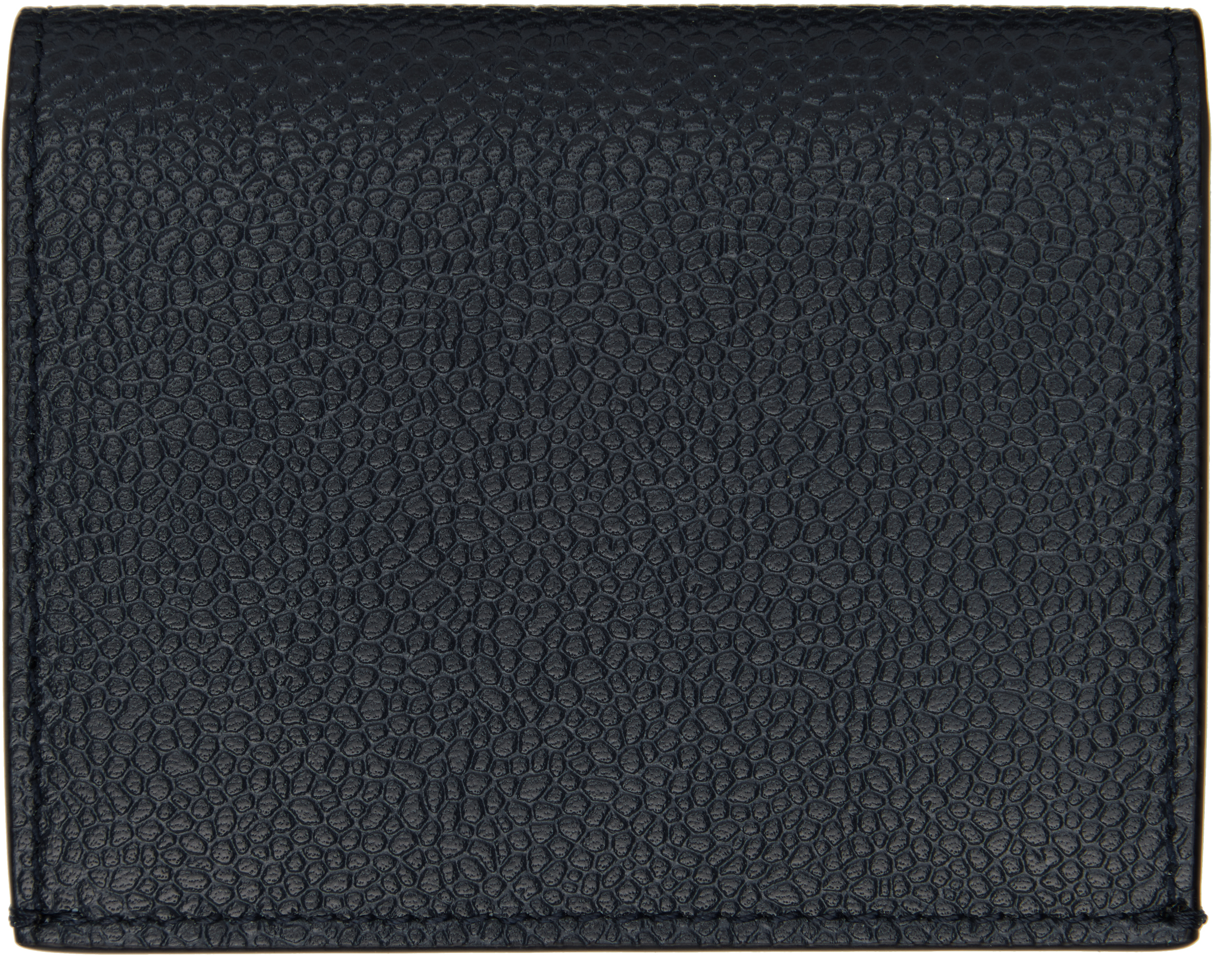Navy Pebble Grain Leather Double Card Holder by Thom Browne