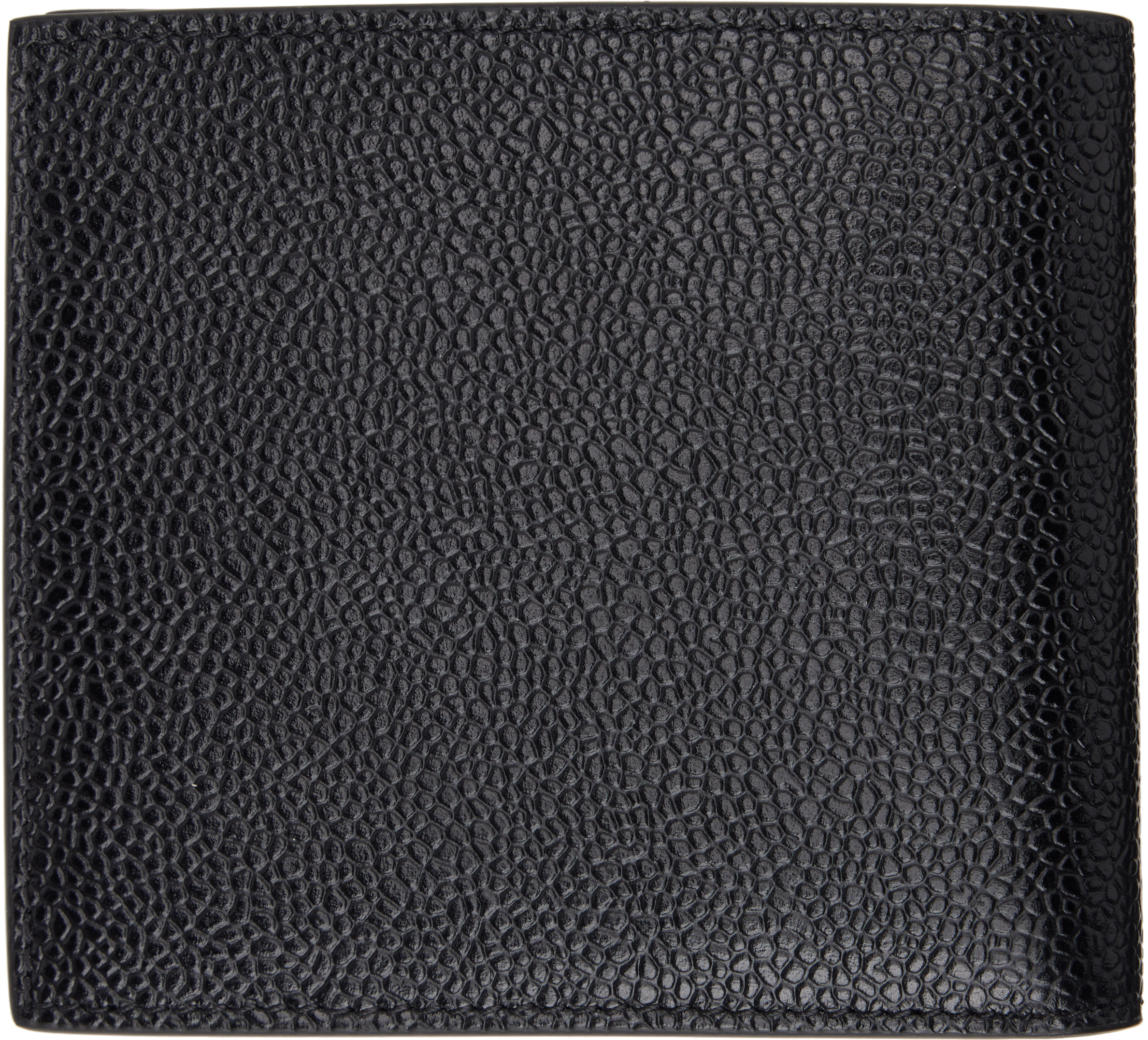 Thom Browne Black Pebble Grain Bifold Wallet In 001 Black
