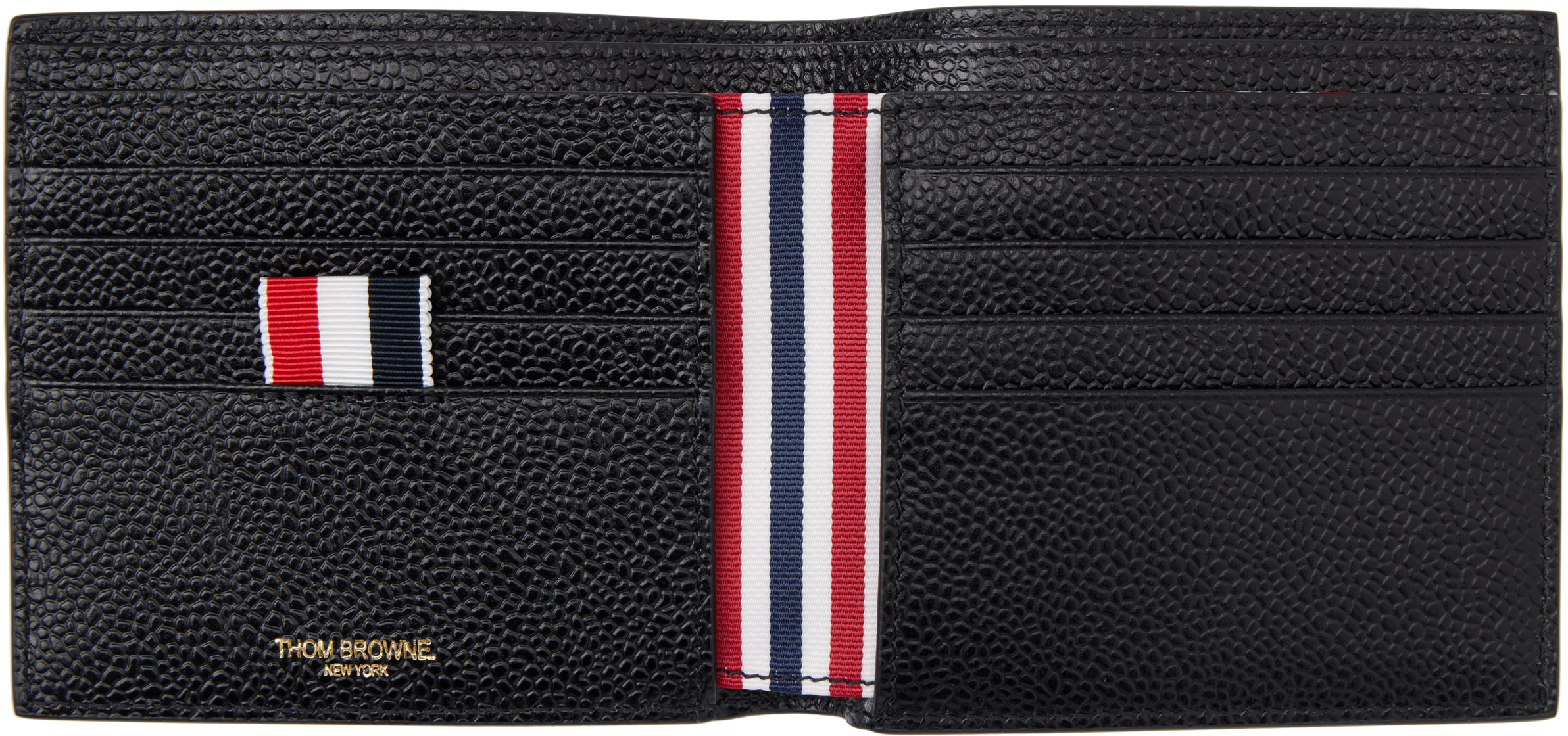 Thom Browne Black Pebble Grain Bifold Wallet In 001 Black