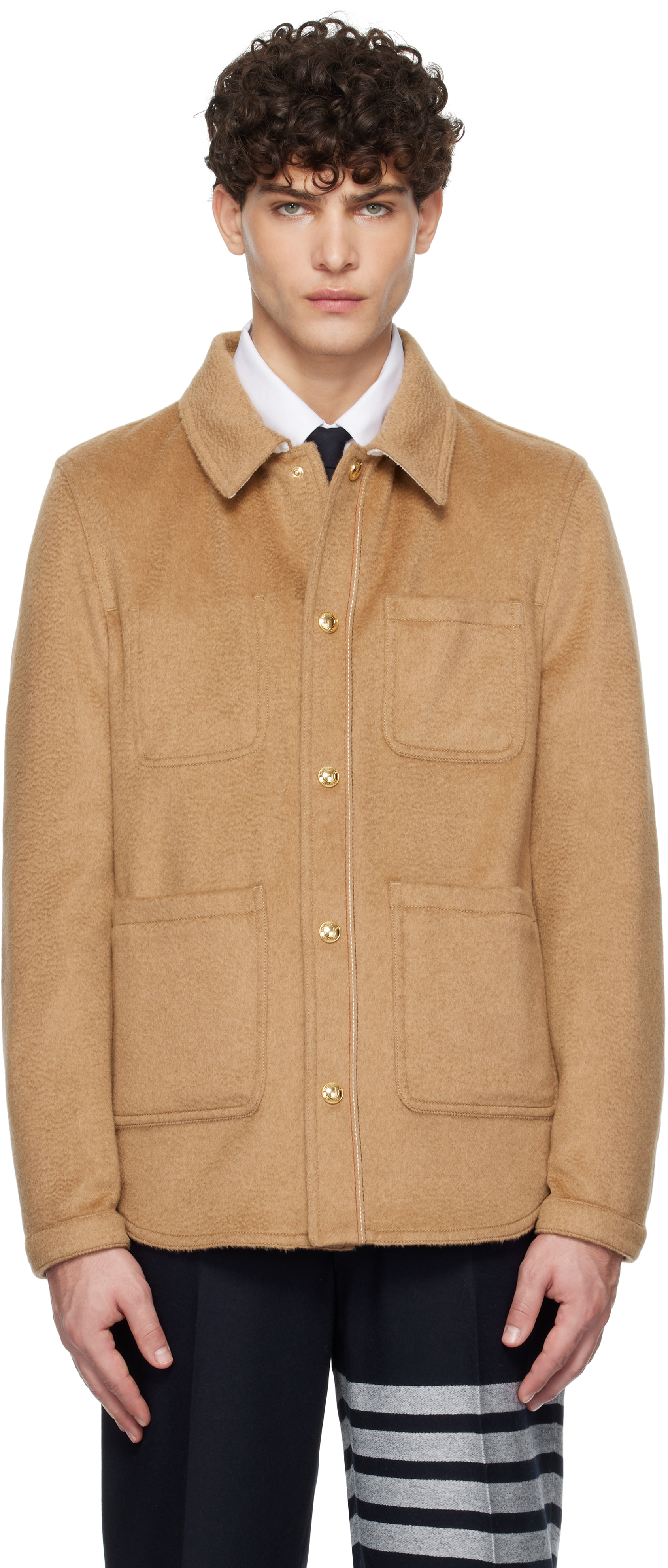 Thom Browne Tan Camel Hair Jacket In 275 Camel