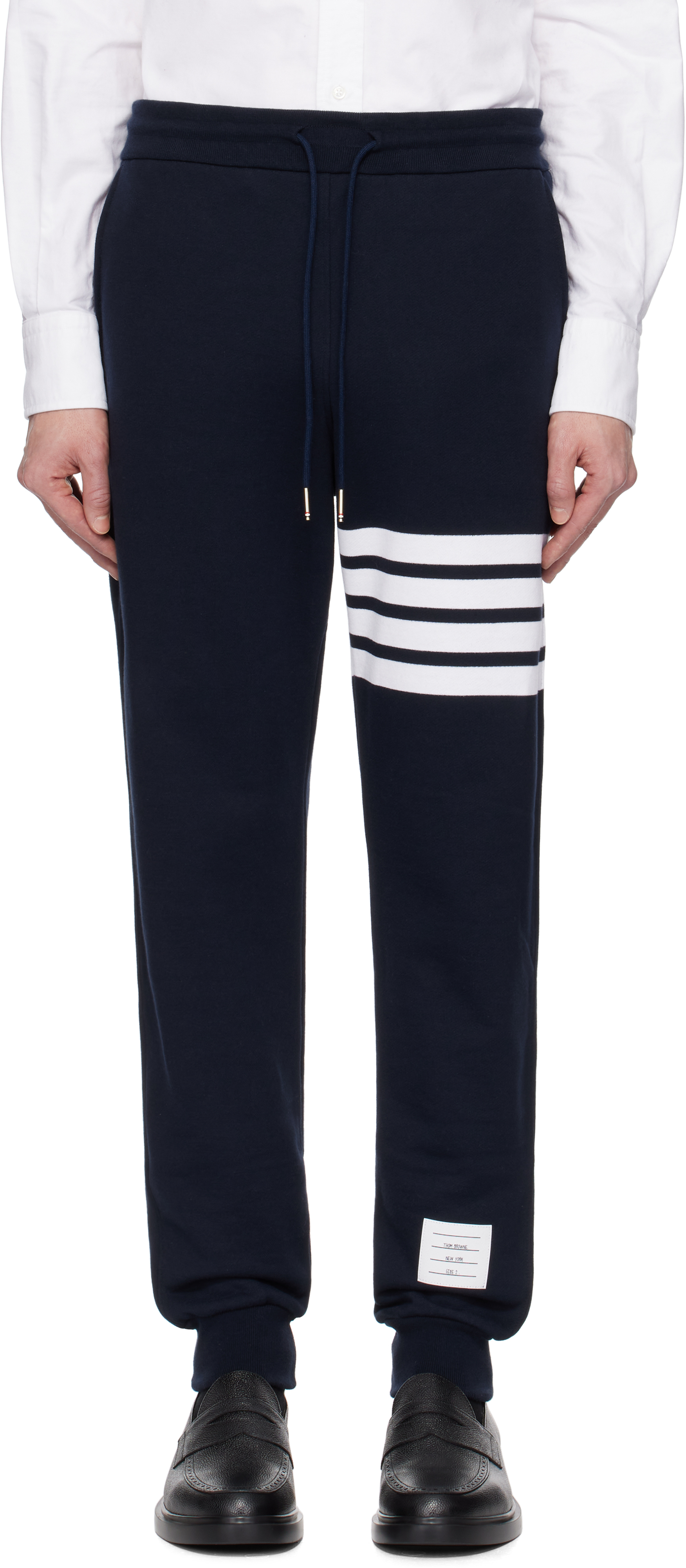 Thom Browne Navy Classic Loopback 4-bar Sweatpants In 461 Navy
