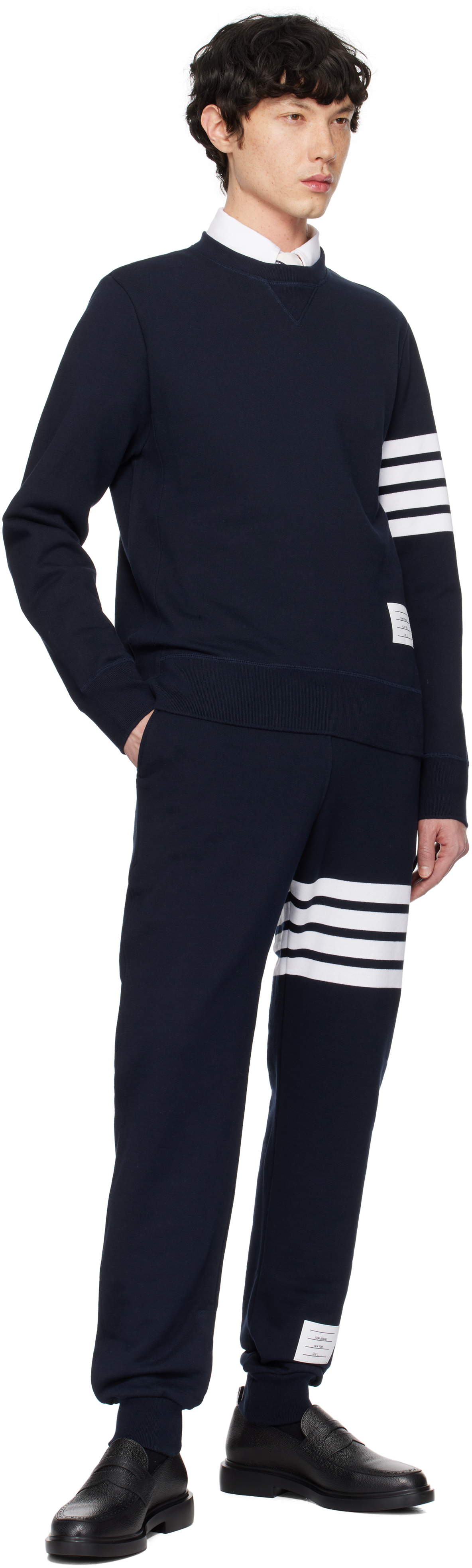 Thom Browne Navy Classic Loopback 4-bar Sweatpants In 461 Navy