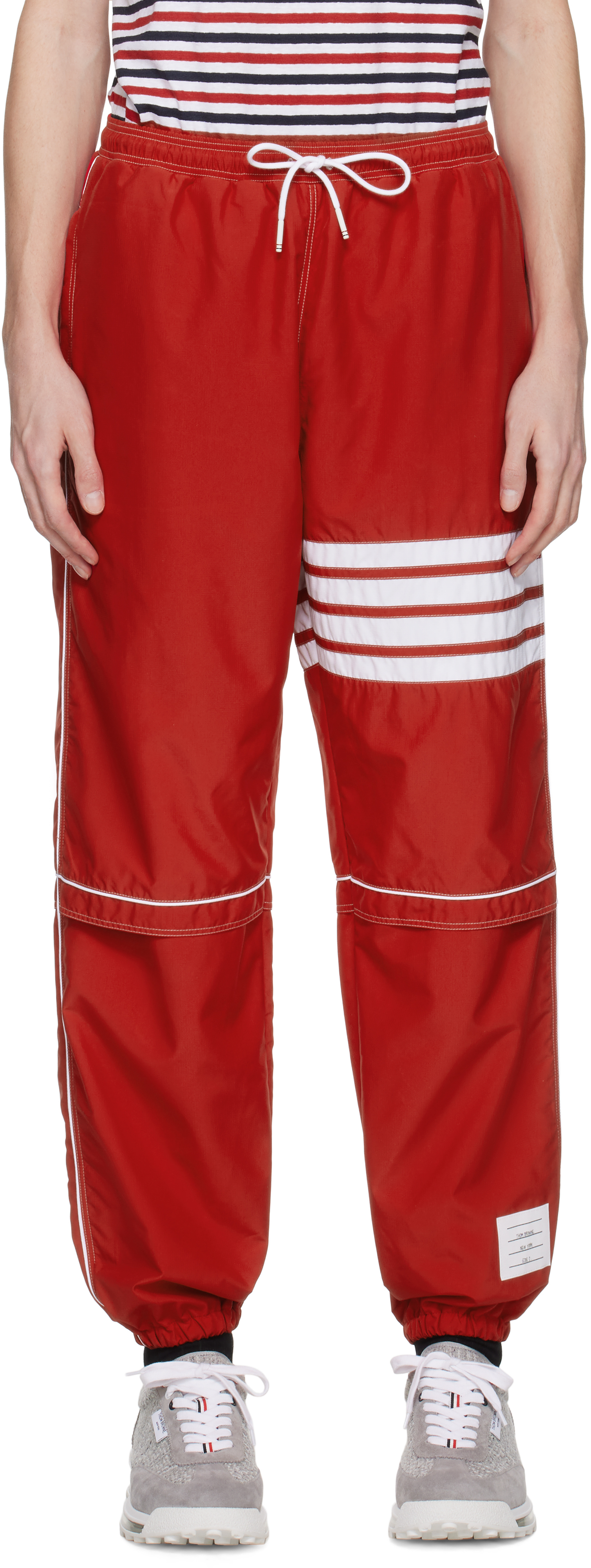 Red Ripstop 4-Bar Track Pants by Thom Browne on Sale