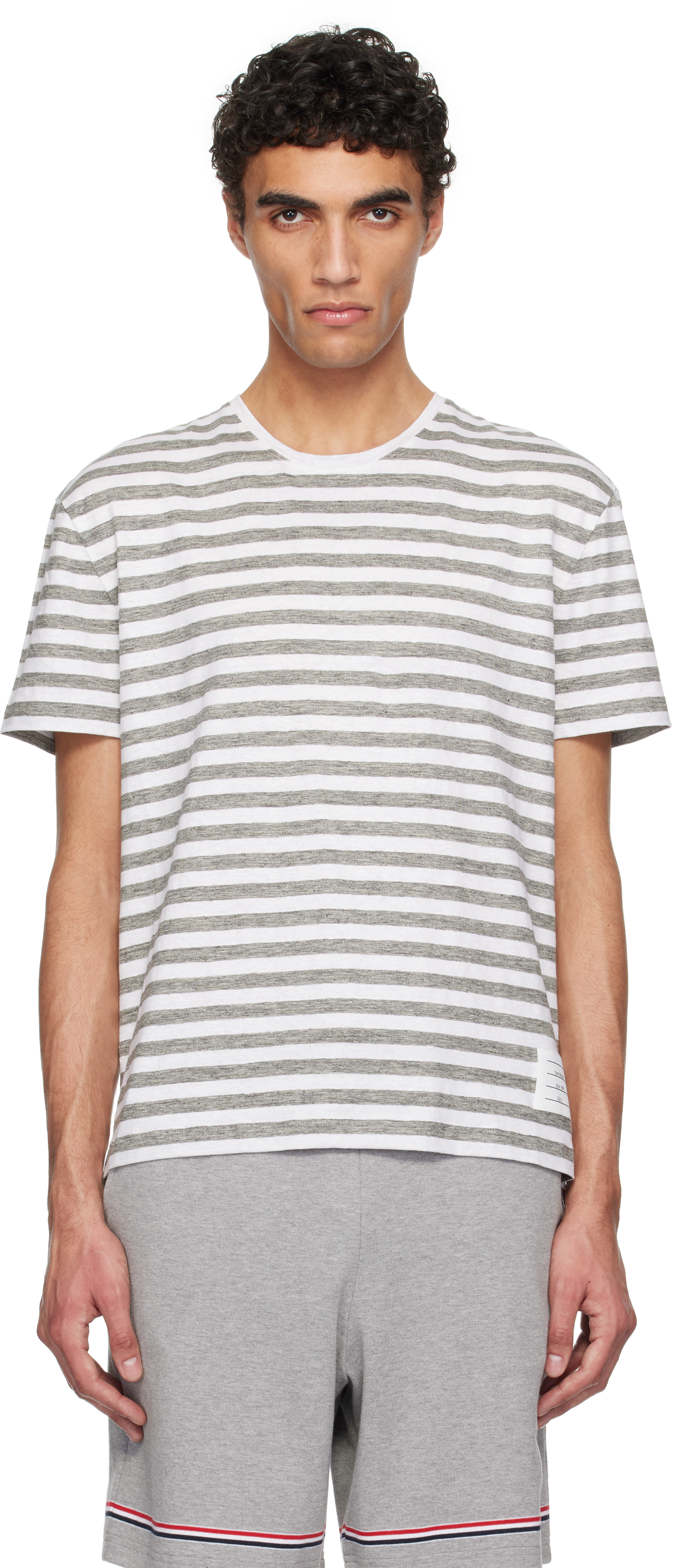 Gray & White Linen Jersey Ringer T-shirt