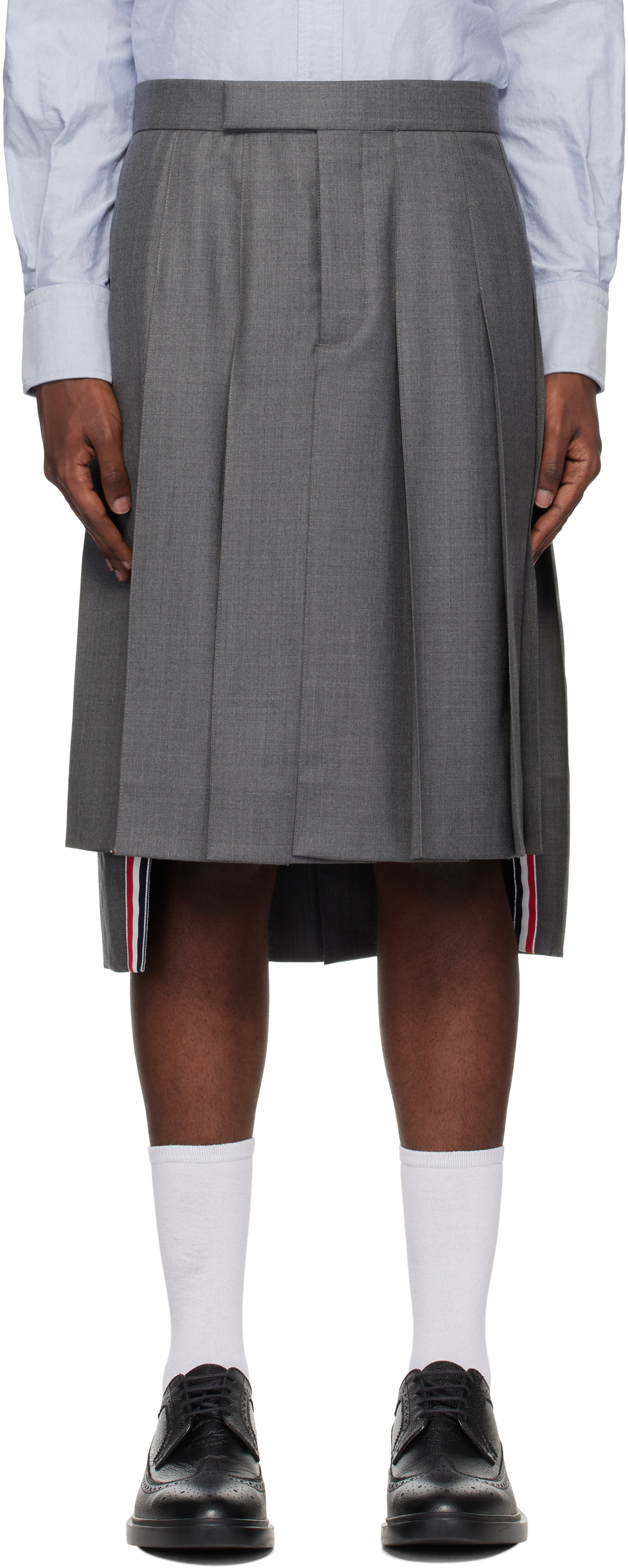 Shop Thom Browne Gray Classic Twill Pleated Skirt In 035 Med Grey