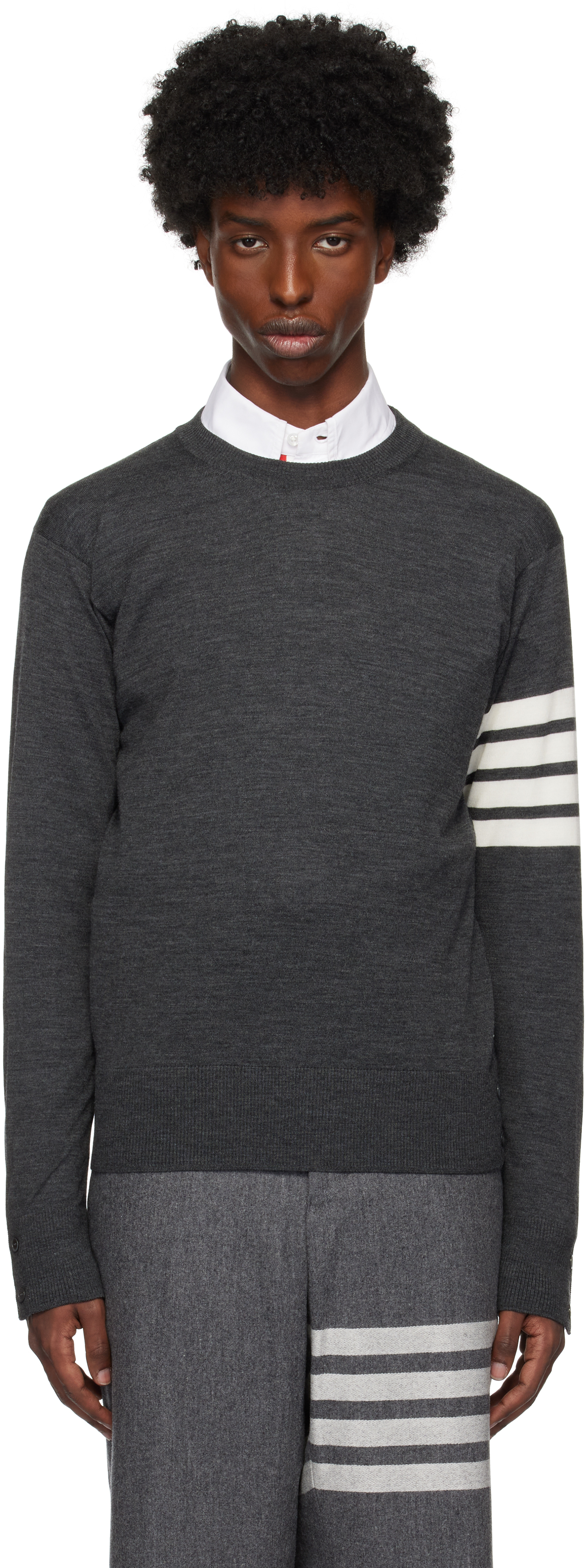Thom Browne Dark Gray Wool 4-bar Sweaters In 022 Dark Grey