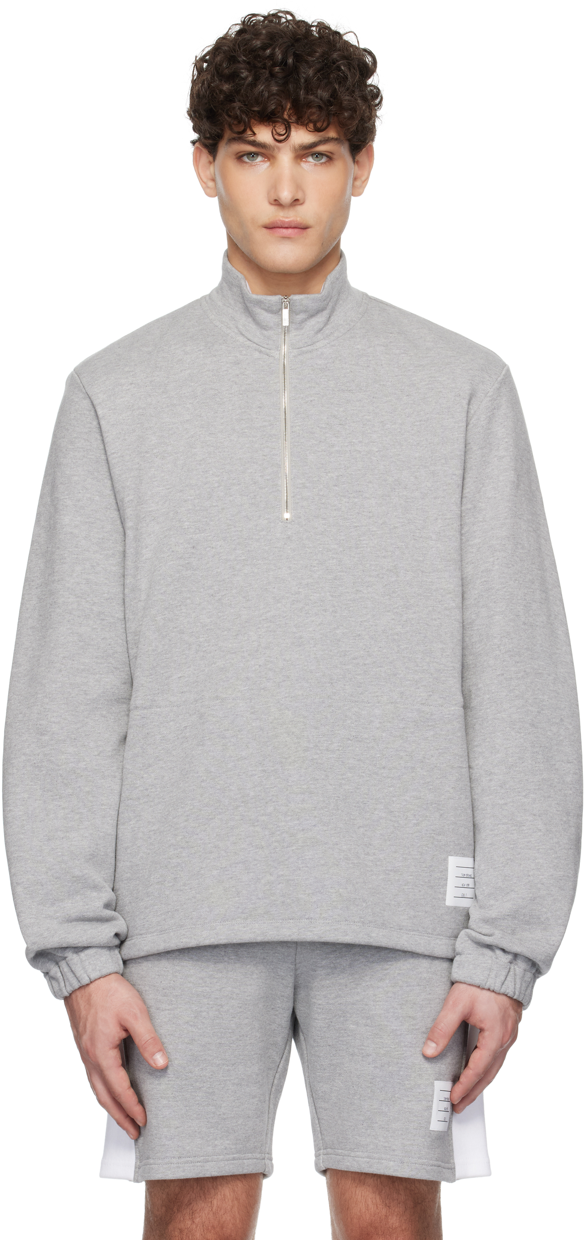 Gray Classic 4-Bar Jersey Half-Zip Sweatshirt
