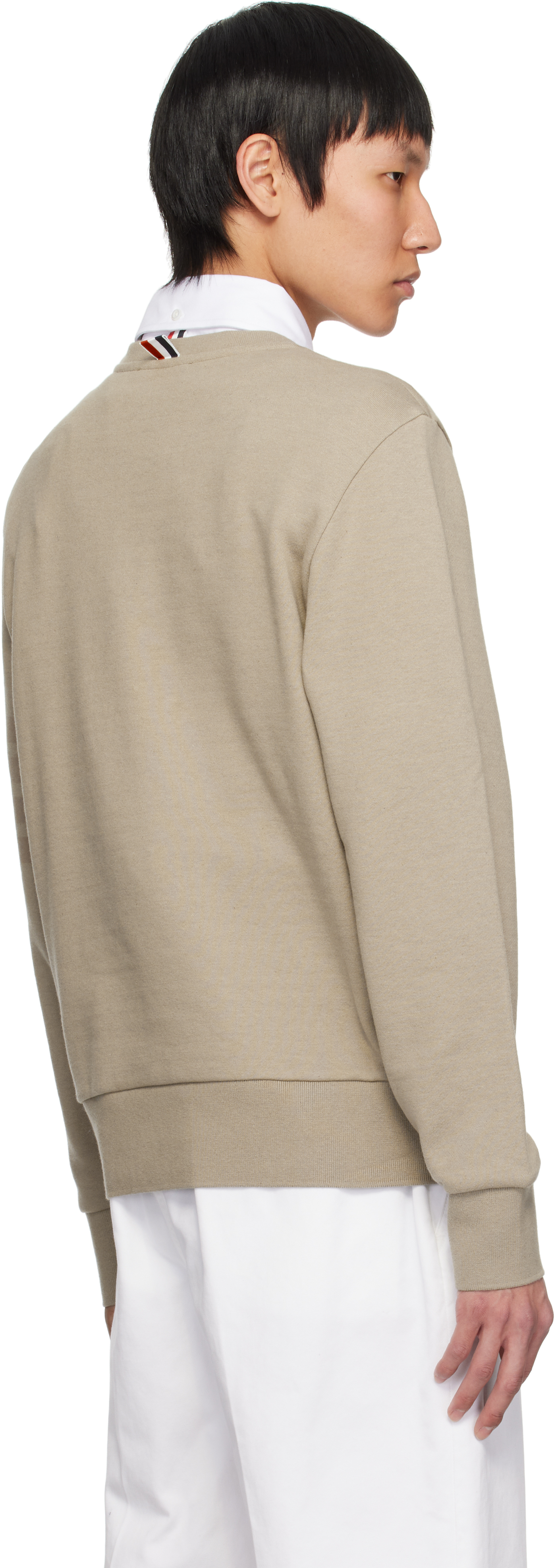 Shop Thom Browne Beige Tonal 4-bar Loopback Sweatshirt In 265 Beige