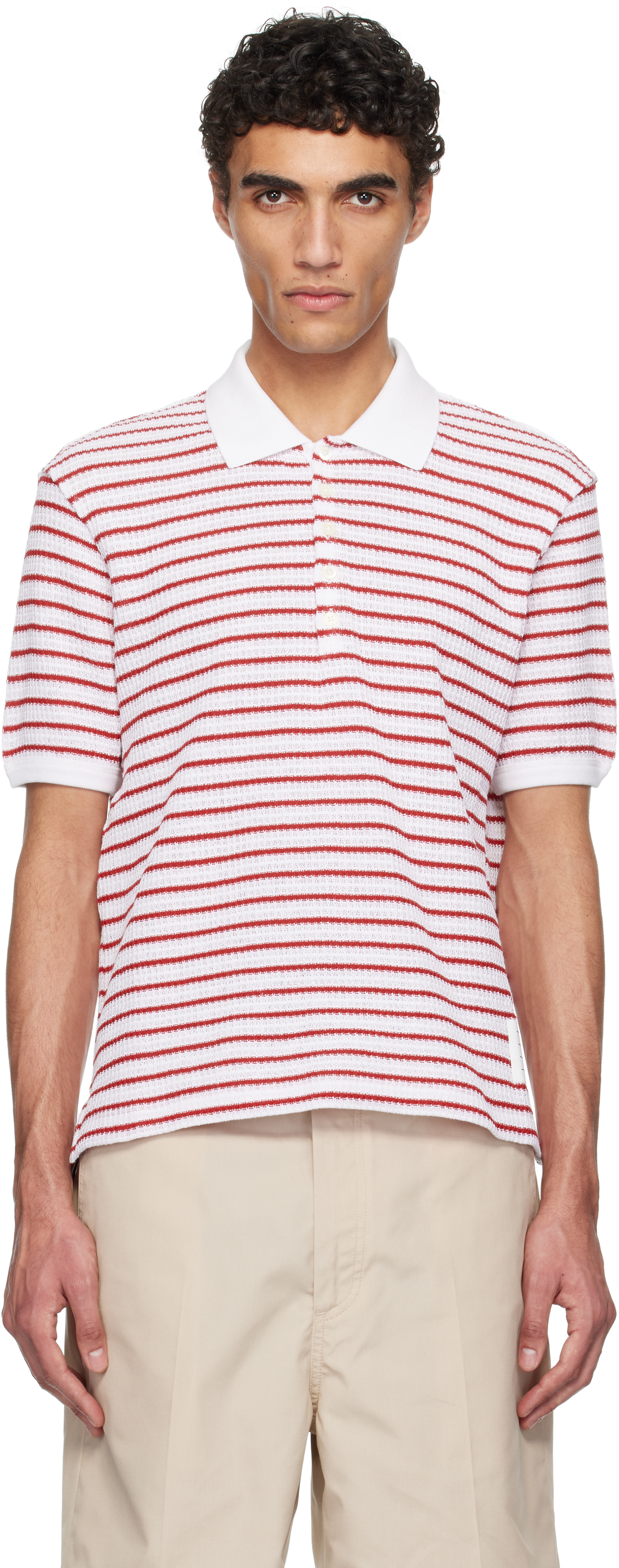 White & Red Short Sleeve Polo