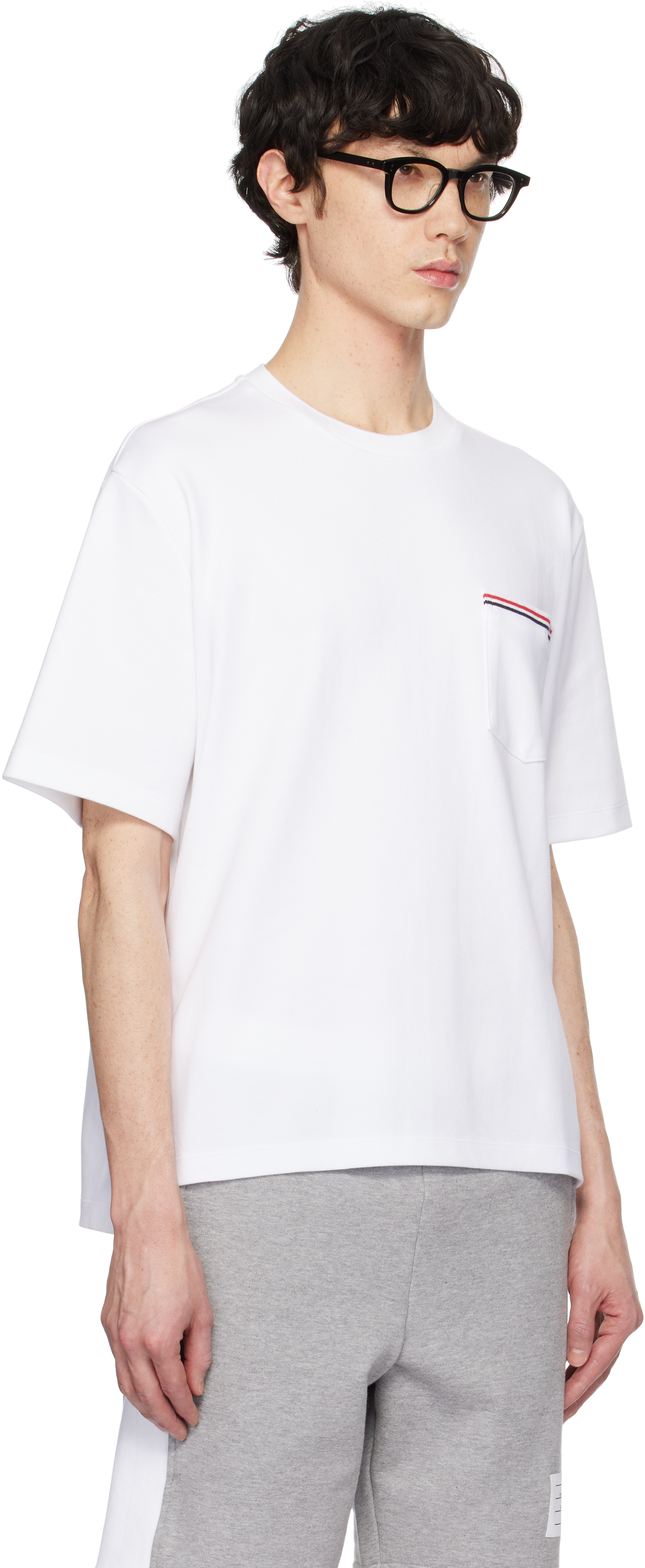 Shop Thom Browne White Oversized Short Sleeve Pocket T-shirt In 100 White