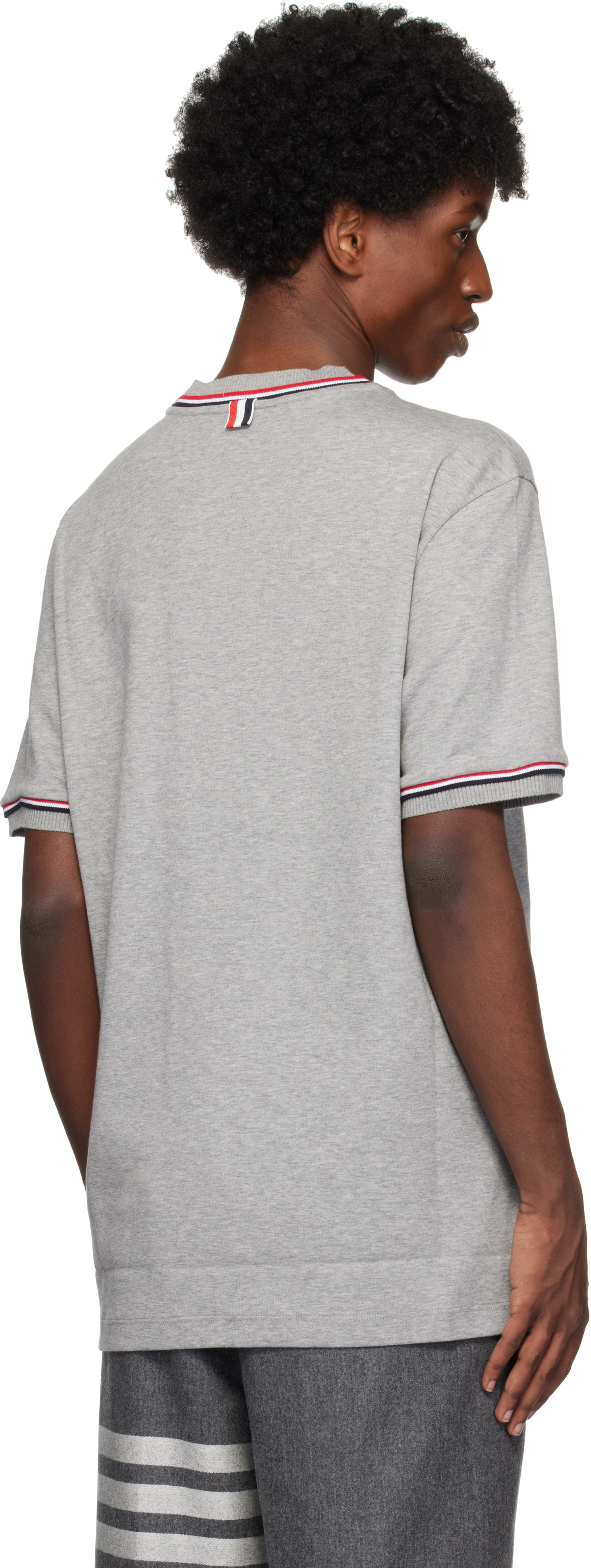 Thom Browne Gray Cotton Rugby Short Sleeve T-shirt In 055 Lt Grey