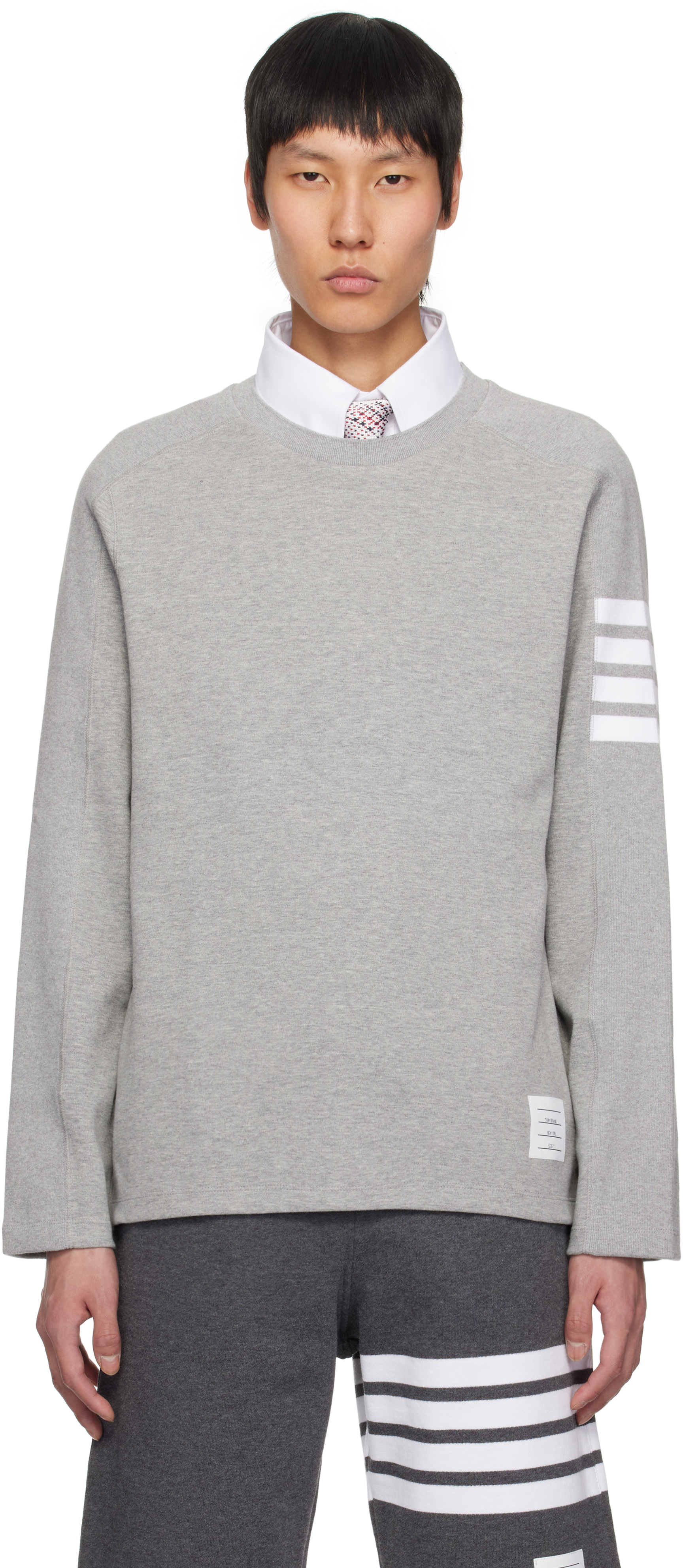 Thom Browne Gray Milano 4-bar T-shirt In 055 Lt Grey