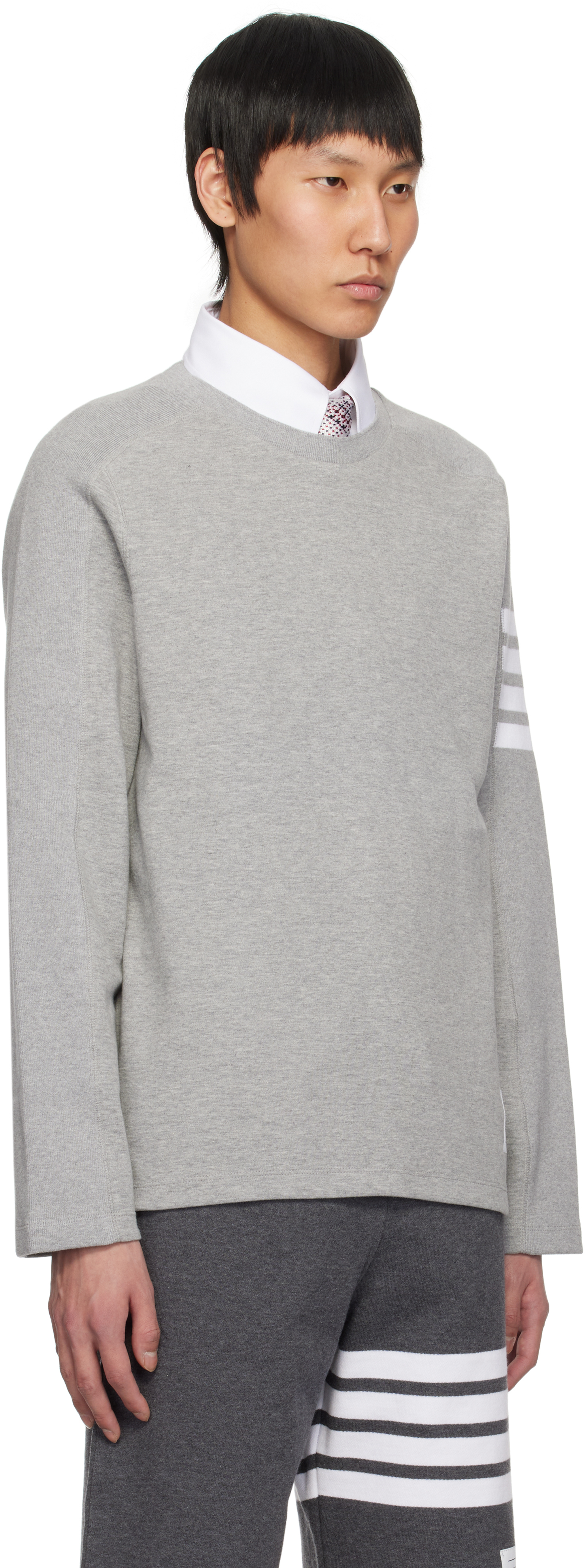Thom Browne Gray Milano 4-bar T-shirt In 055 Lt Grey