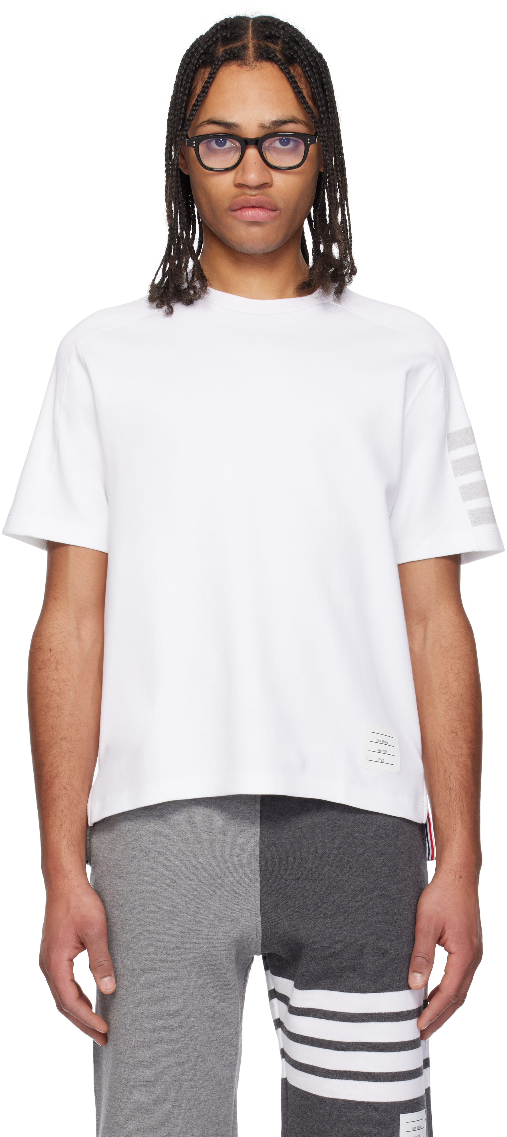 Navy Milano Cotton 4-Bar T-shirt