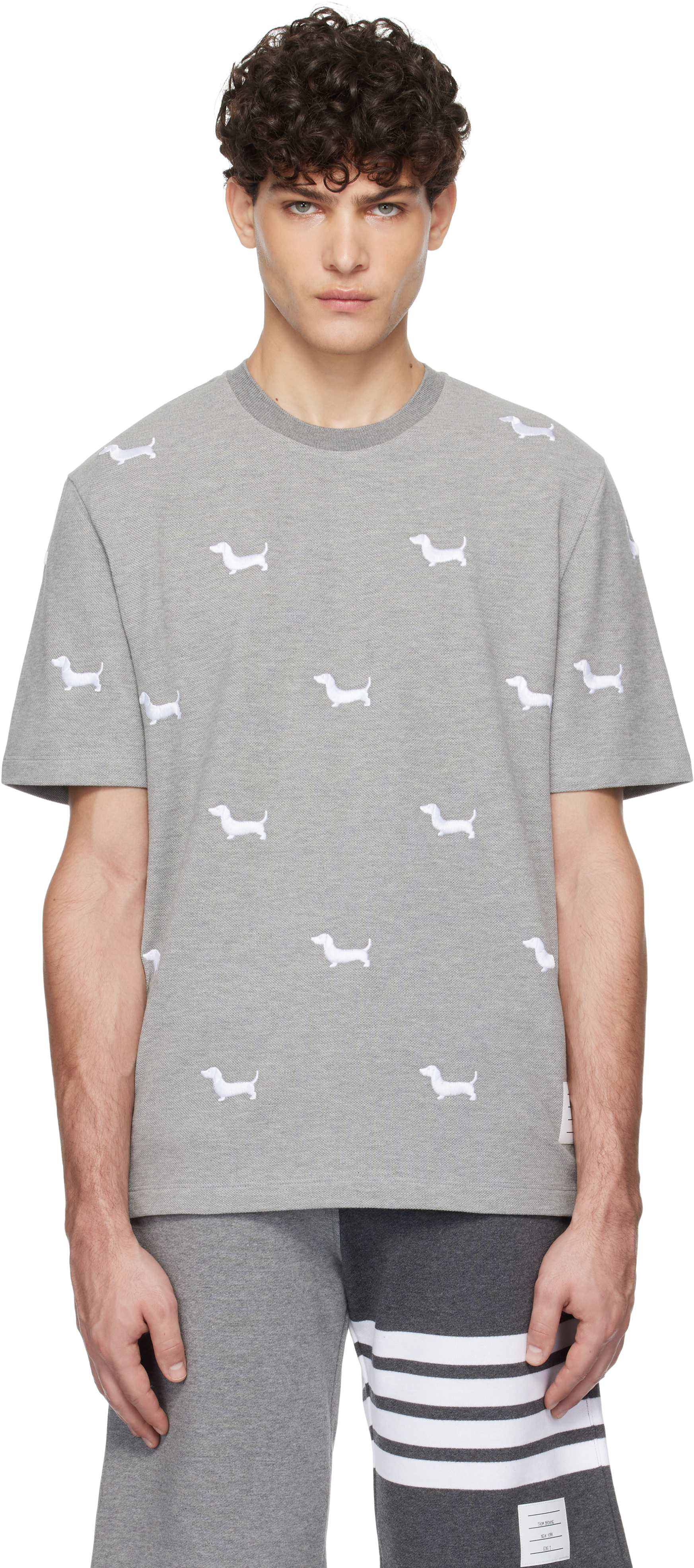 Thom Browne Gray Classic Piqué Hector T-shirt In 055 Lt Grey