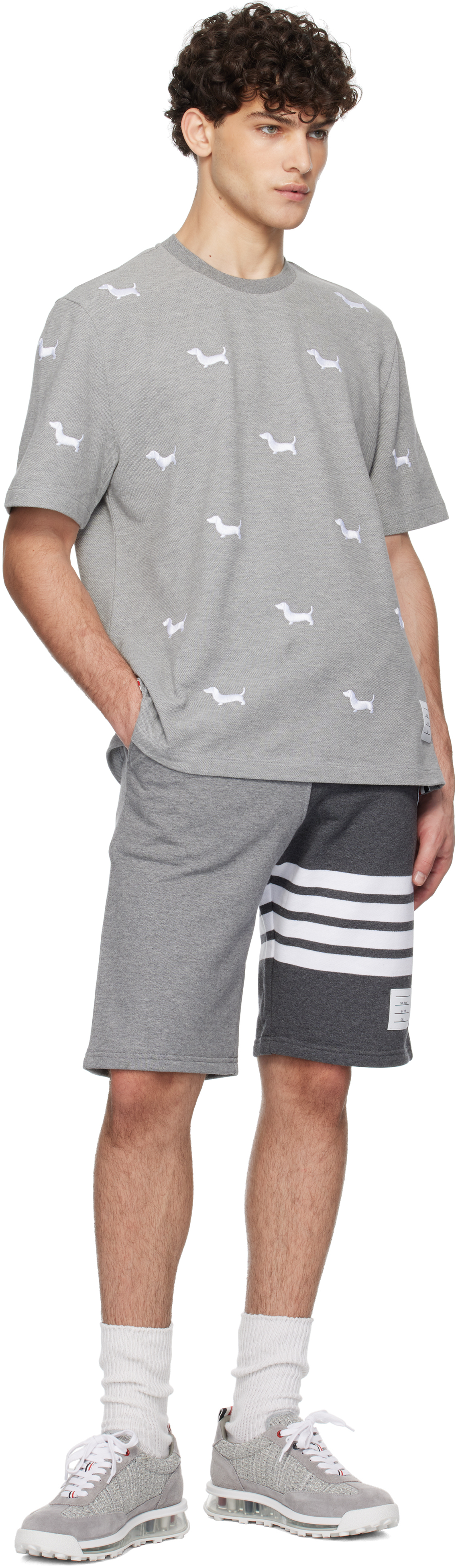 Thom Browne Gray Classic Piqué Hector T-shirt In 055 Lt Grey