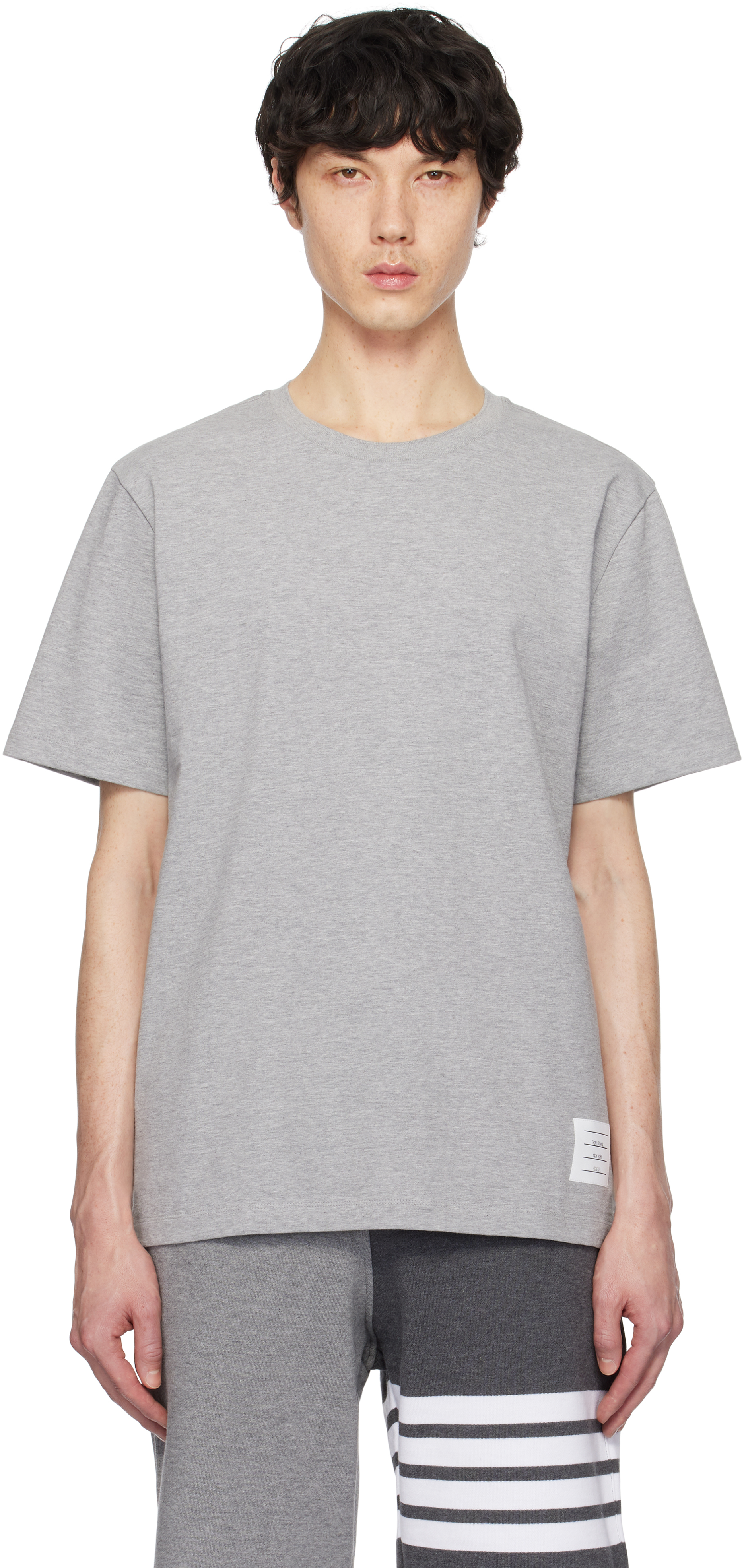Thom Browne Side Slit Relaxed Short-sleeve Tee In 055 Lt Grey