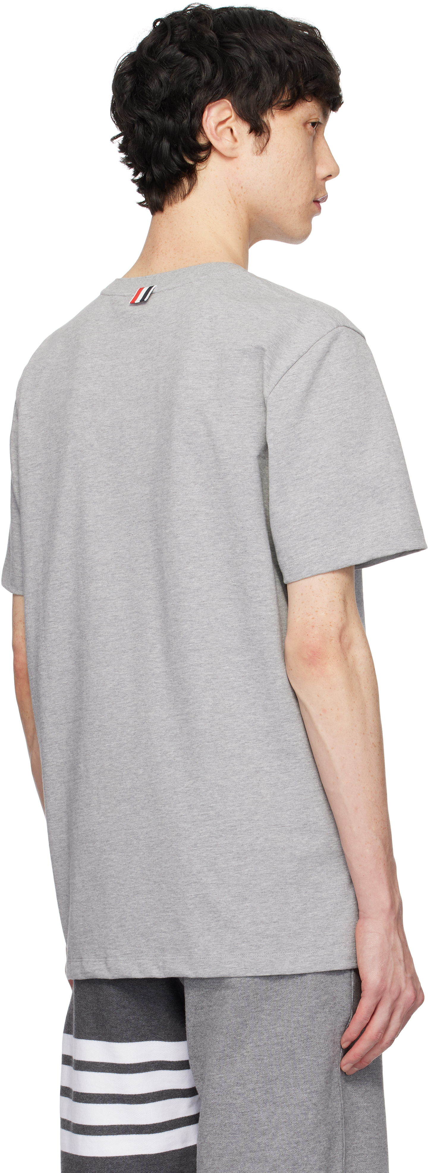 Thom Browne Side Slit Relaxed Short-sleeve Tee In 055 Lt Grey
