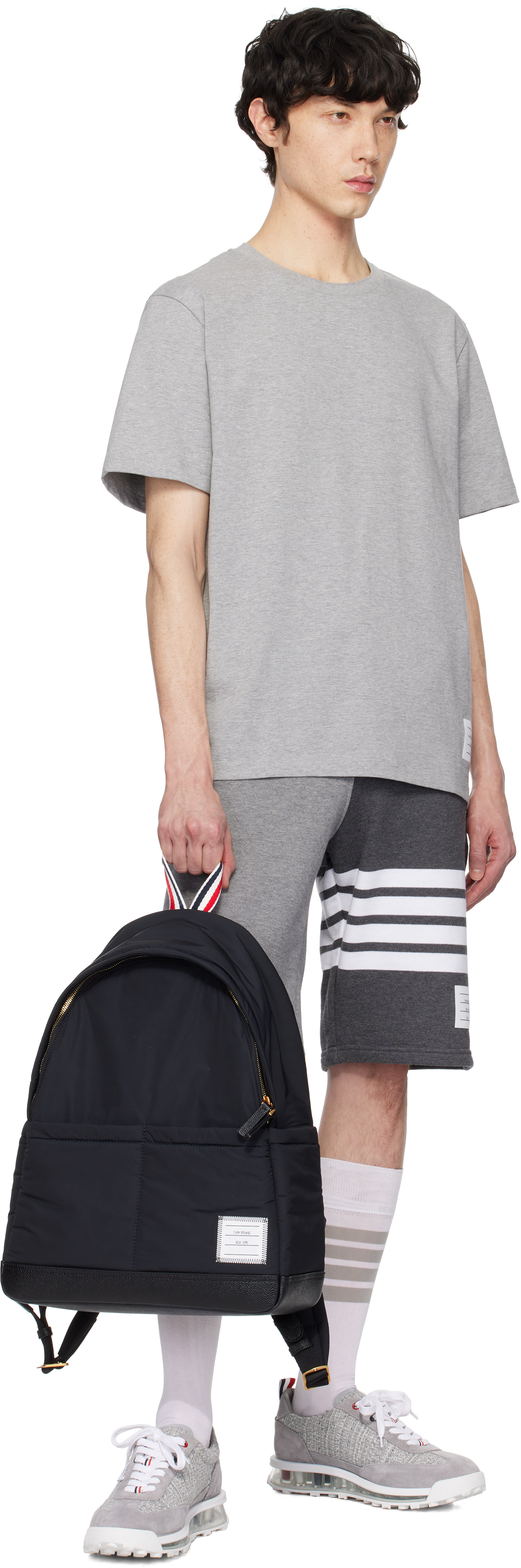 Thom Browne Side Slit Relaxed Short-sleeve Tee In 055 Lt Grey