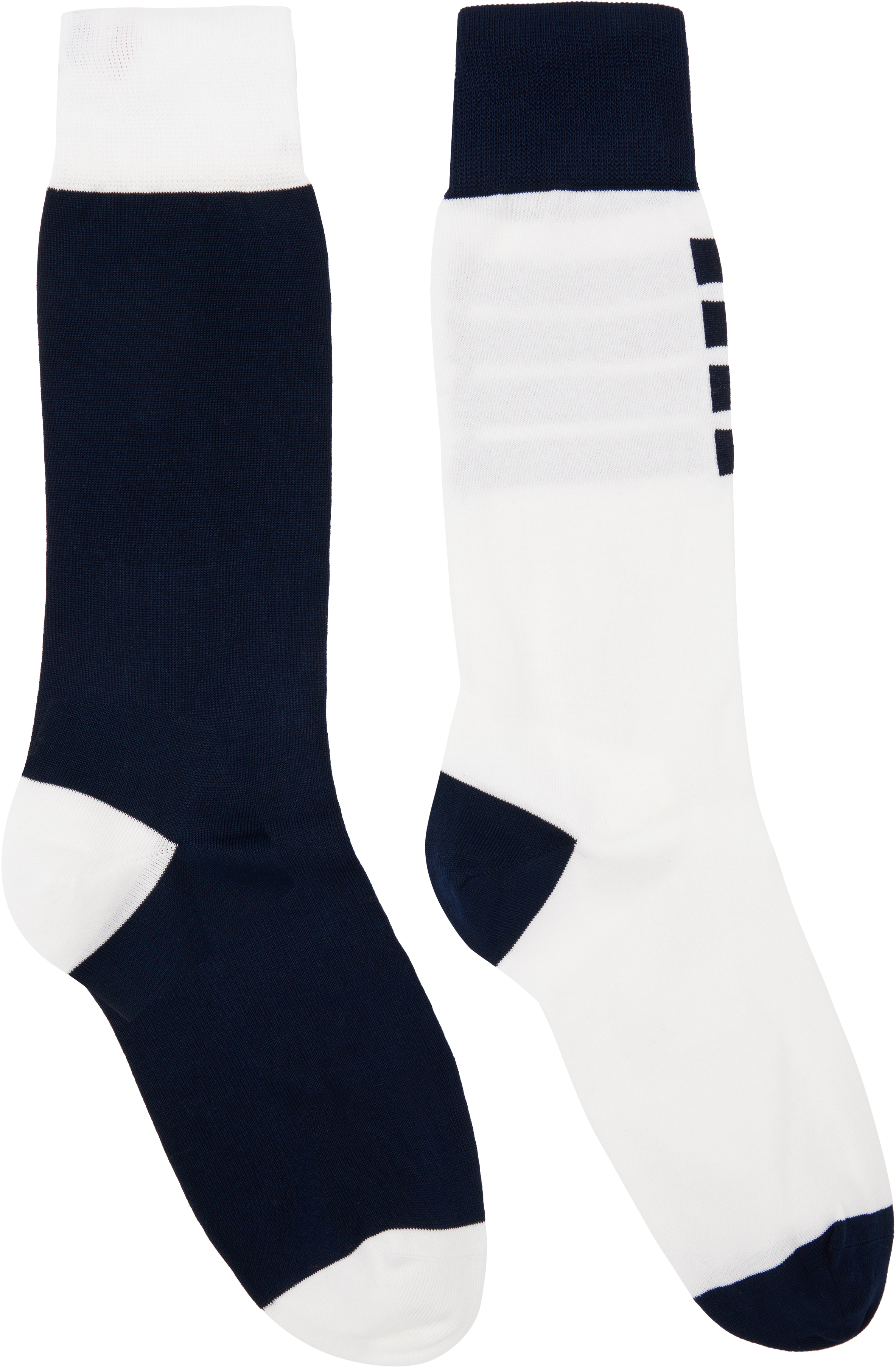 White 
Navy Fun Mix Classic 4-Bar Mid Calf Socks