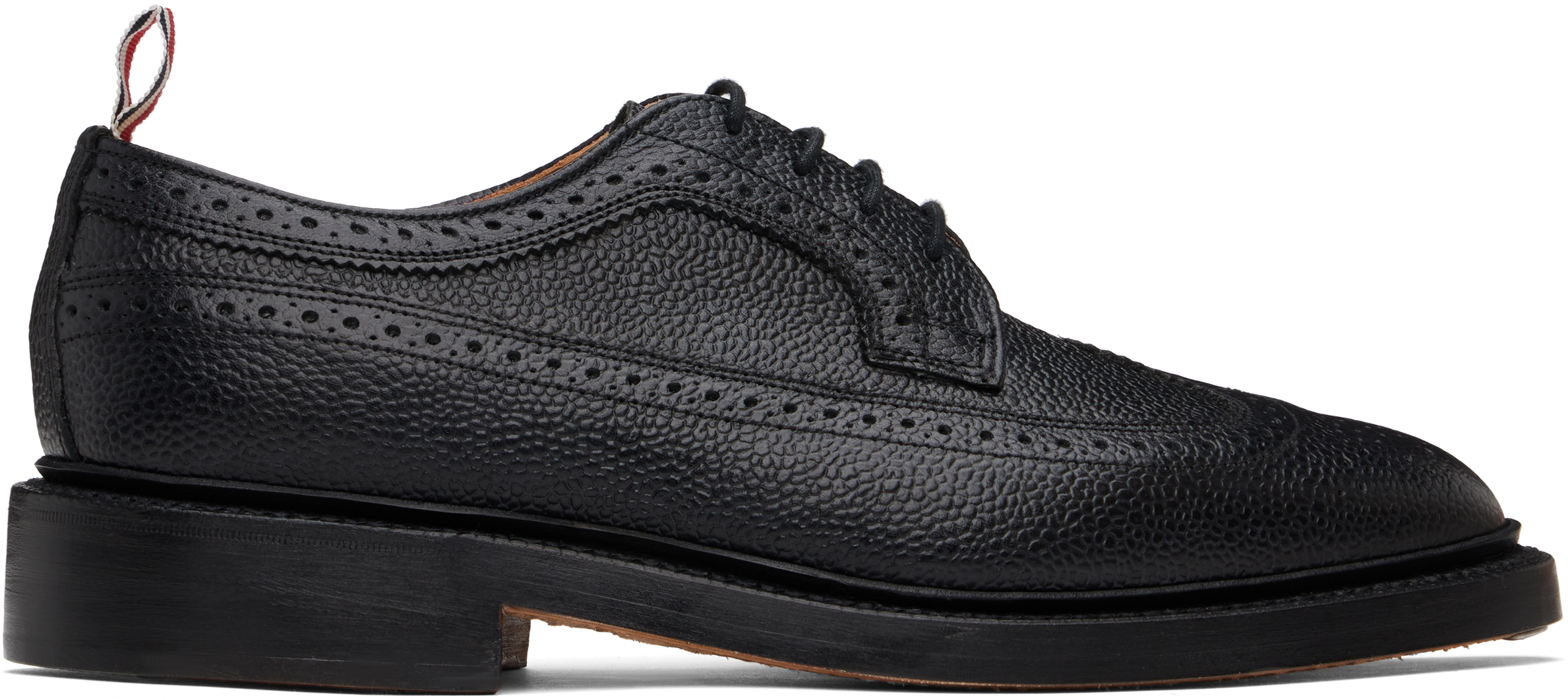 Black Leather Sole Longwing Derbys