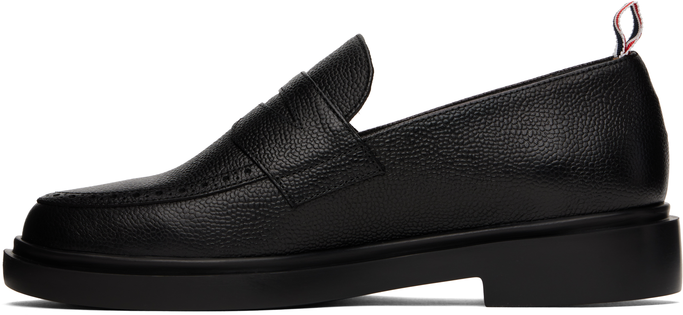 Thom Browne Black Slip-on Loafers With Loop Detail In 001 Black