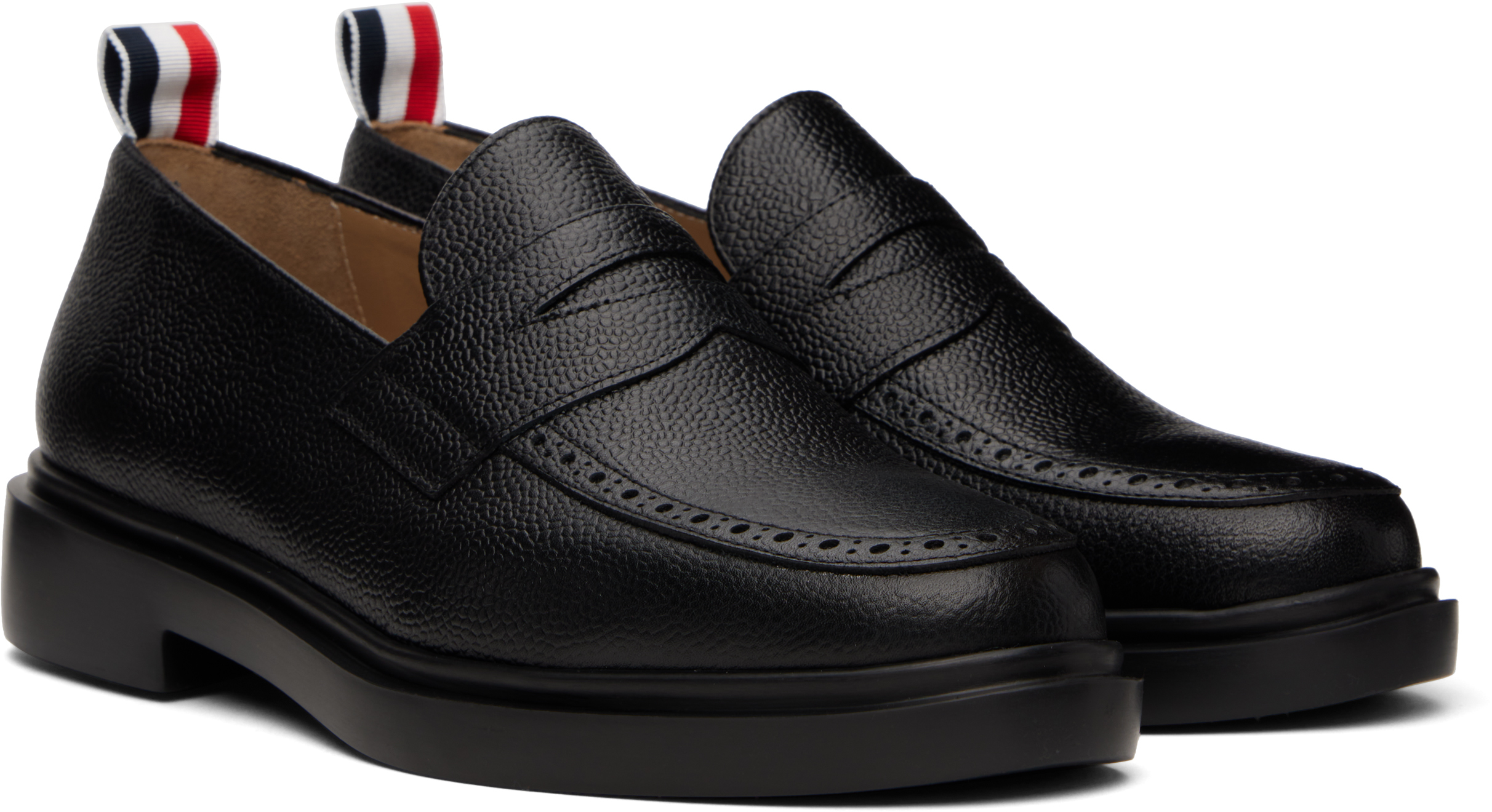 Thom Browne Black Slip-on Loafers With Loop Detail In 001 Black